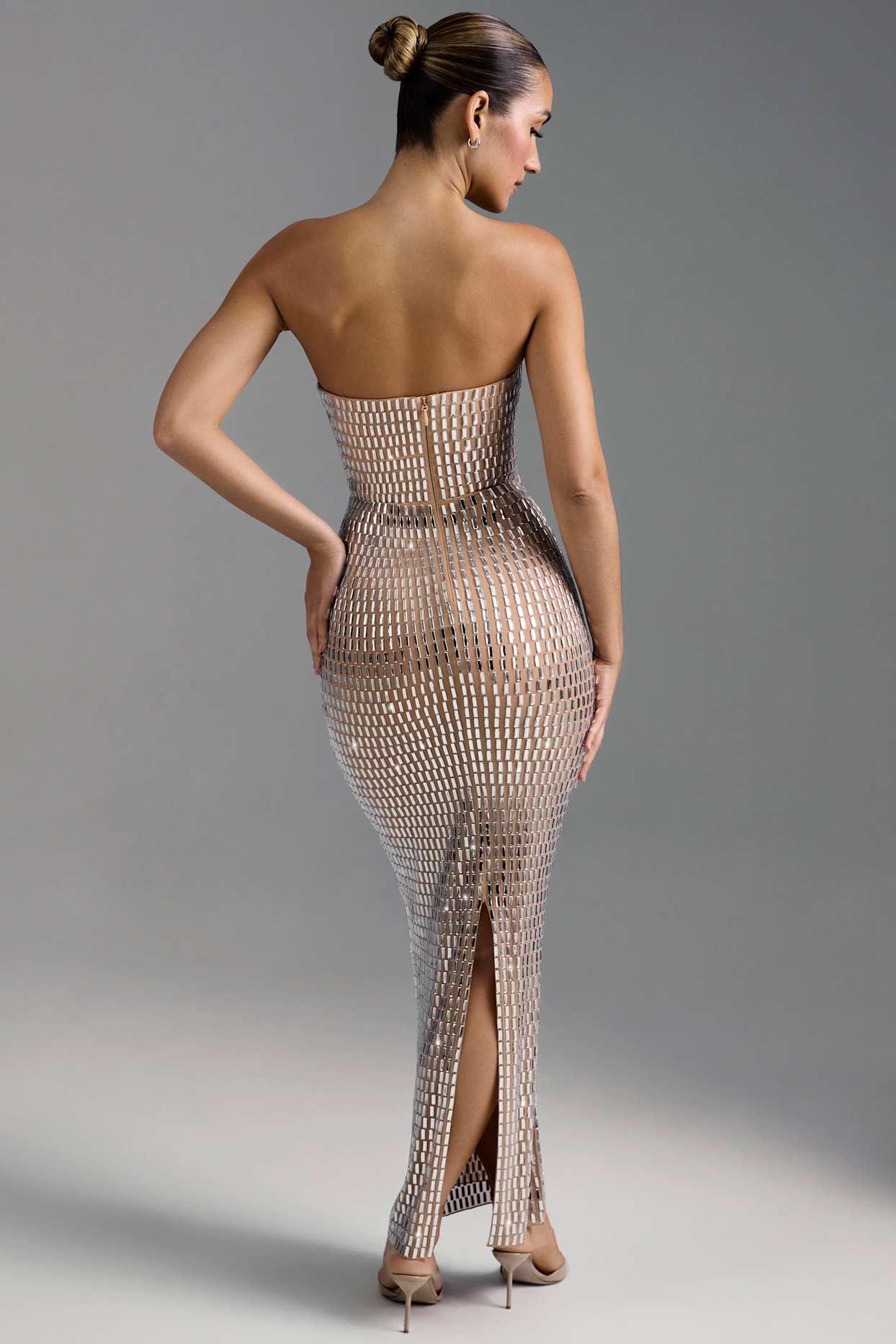 Embellished Bandeau Maxi Dress in Almond Product Image