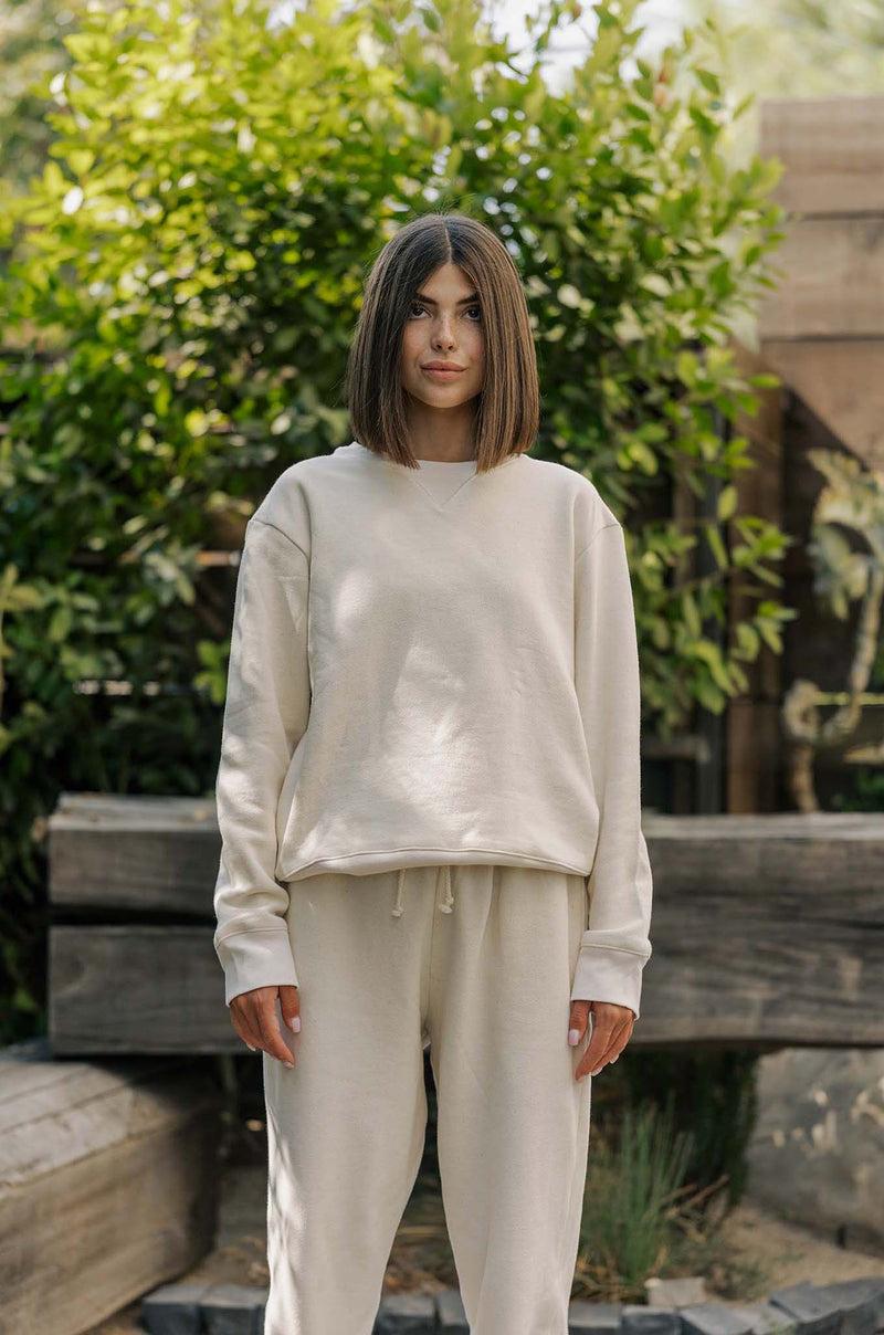 Women's Organic Heavyweight Crew Sweatshirt in Natural Product Image