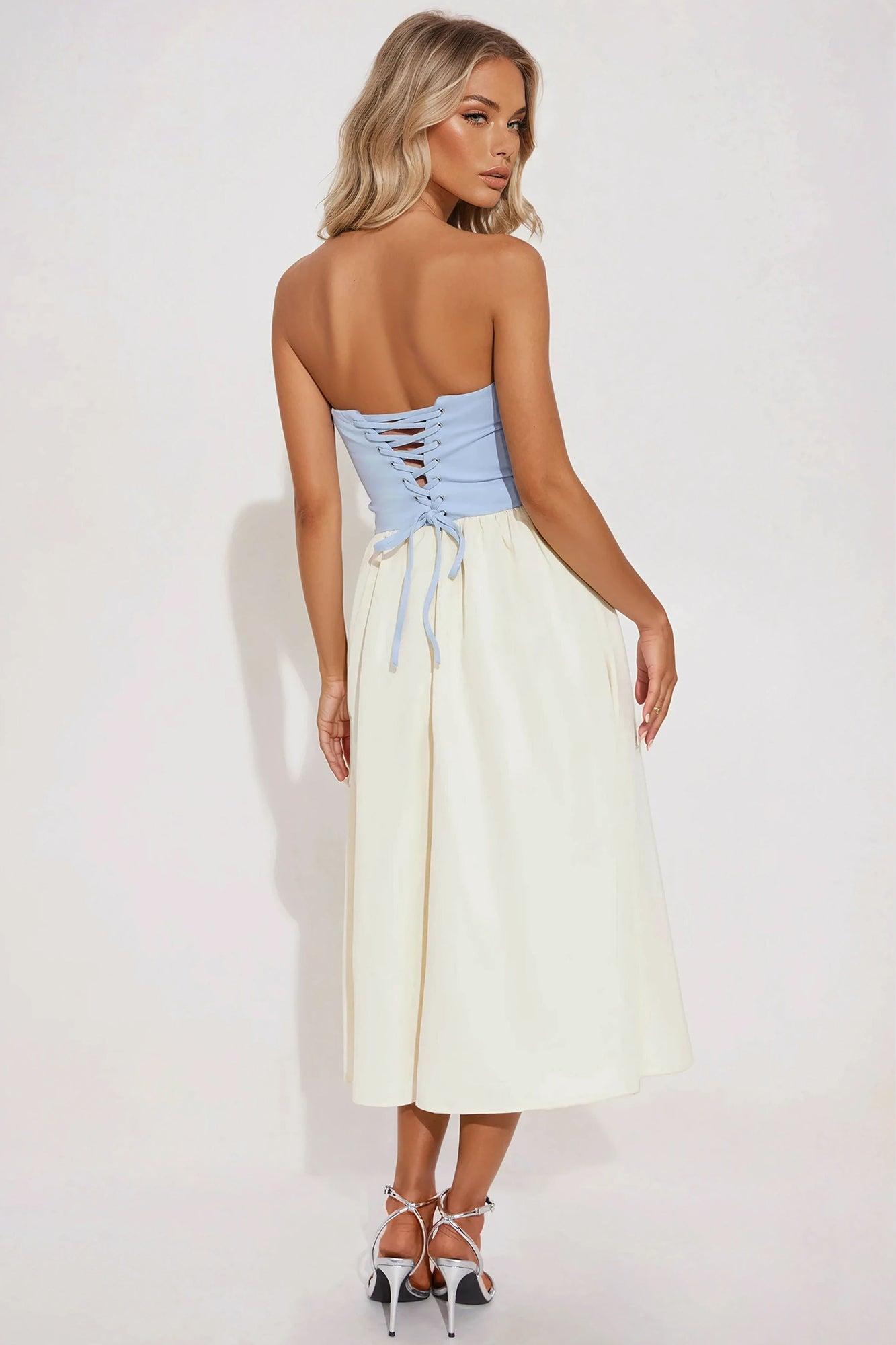 Gigi Strapless Midi Dress - Light Blue Product Image