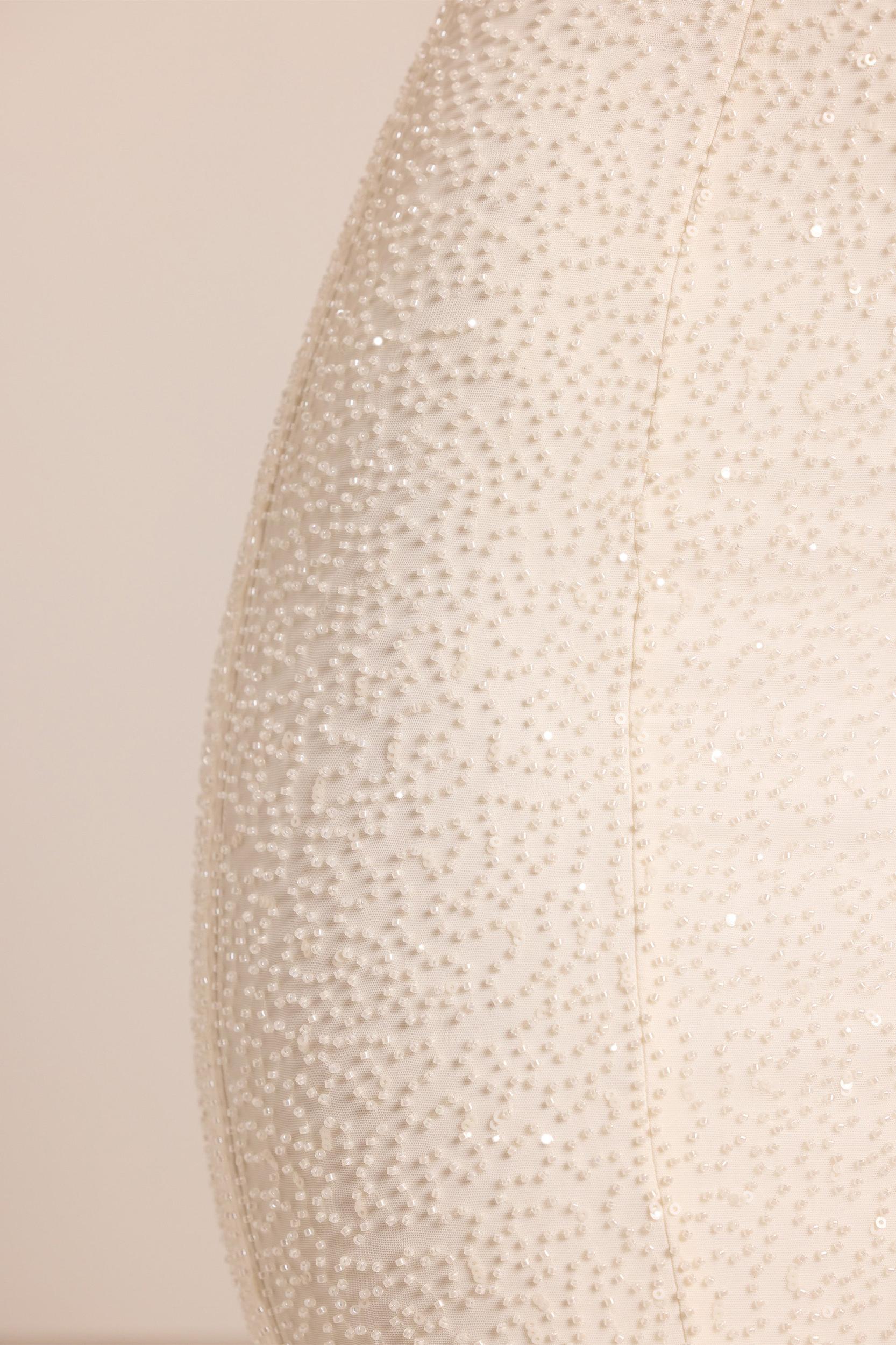 Embellished Bandeau Cowl Neck Maxi Dress in White Product Image