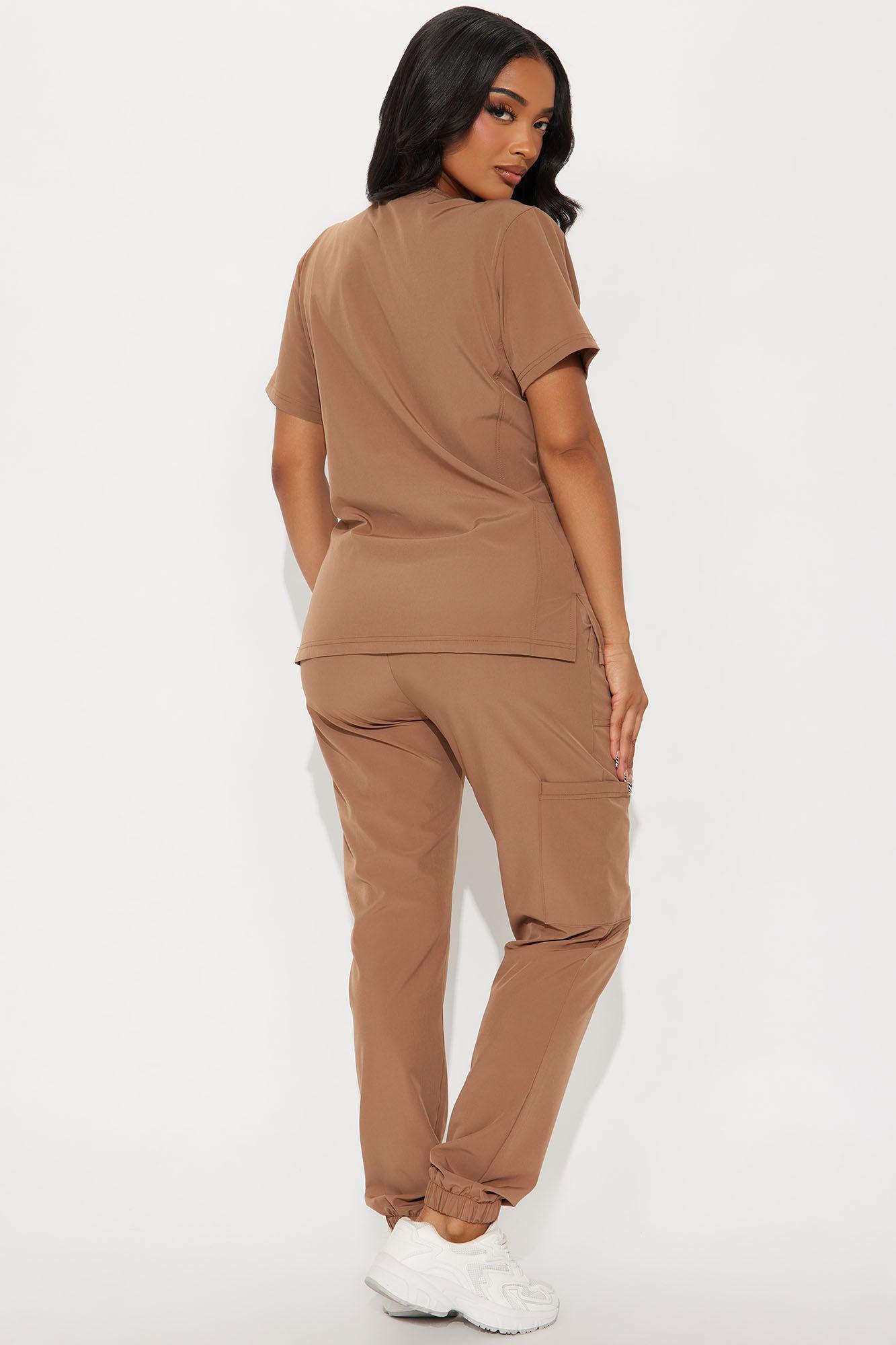 Care For You 4 Way Stretch Scrub Uniform Jogger Set - Chocolate Female Product Image