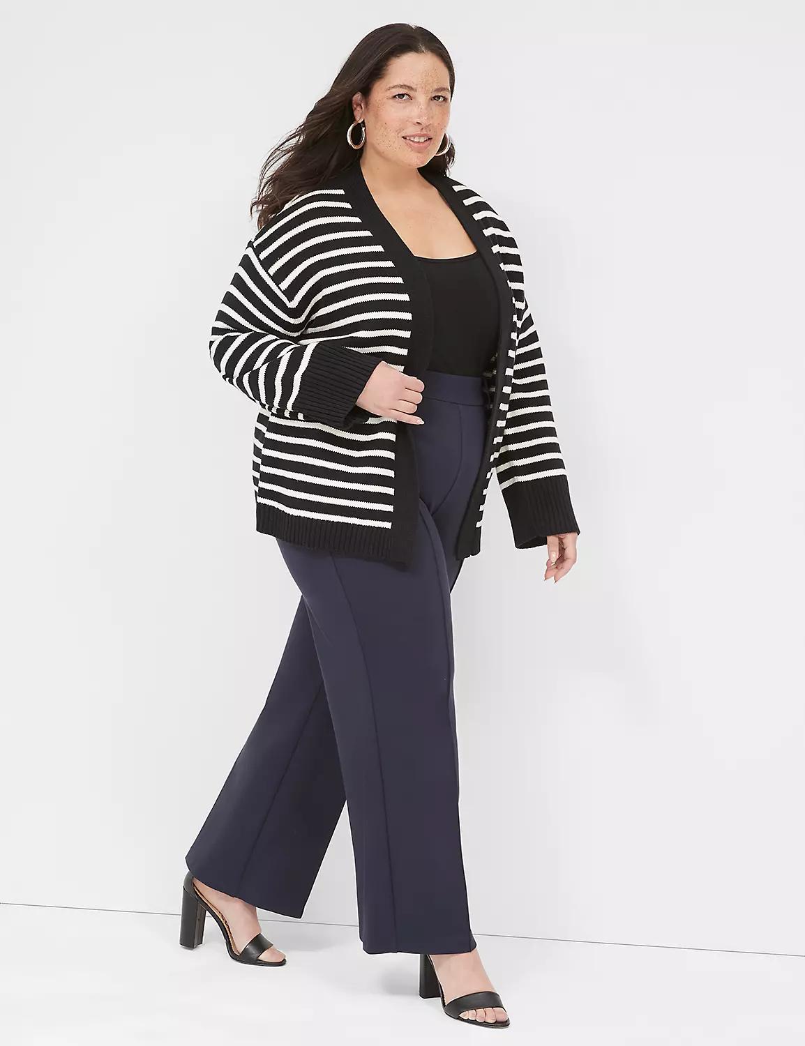 Open-Front Striped Cardigan Product Image