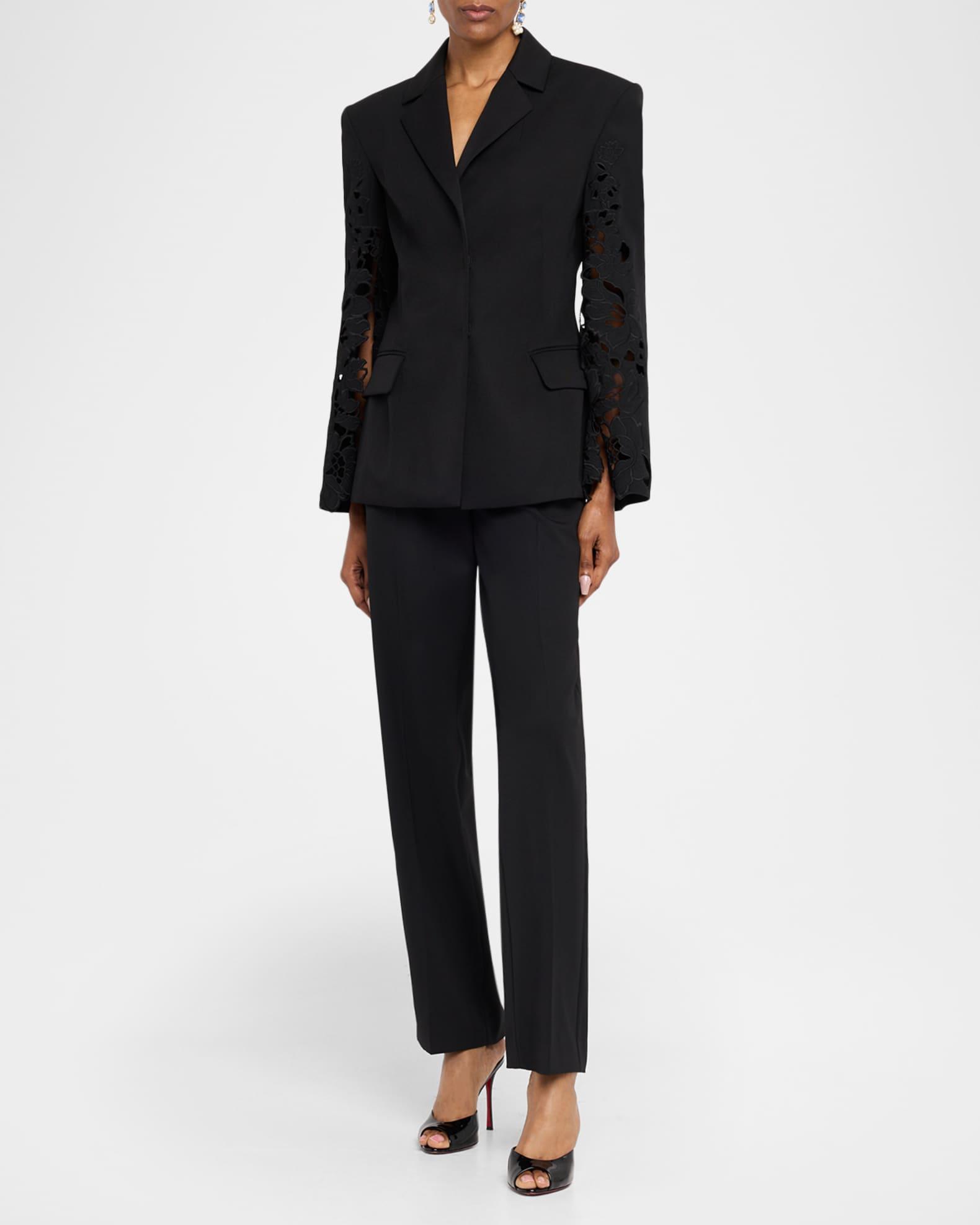 Botanical Guipure Single-Breasted Tailored Jacket Product Image