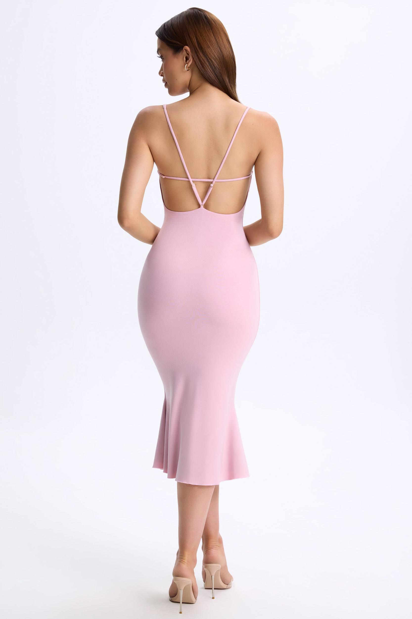 Plunge Open-Back Midaxi Dress in Blush Pink Female Product Image