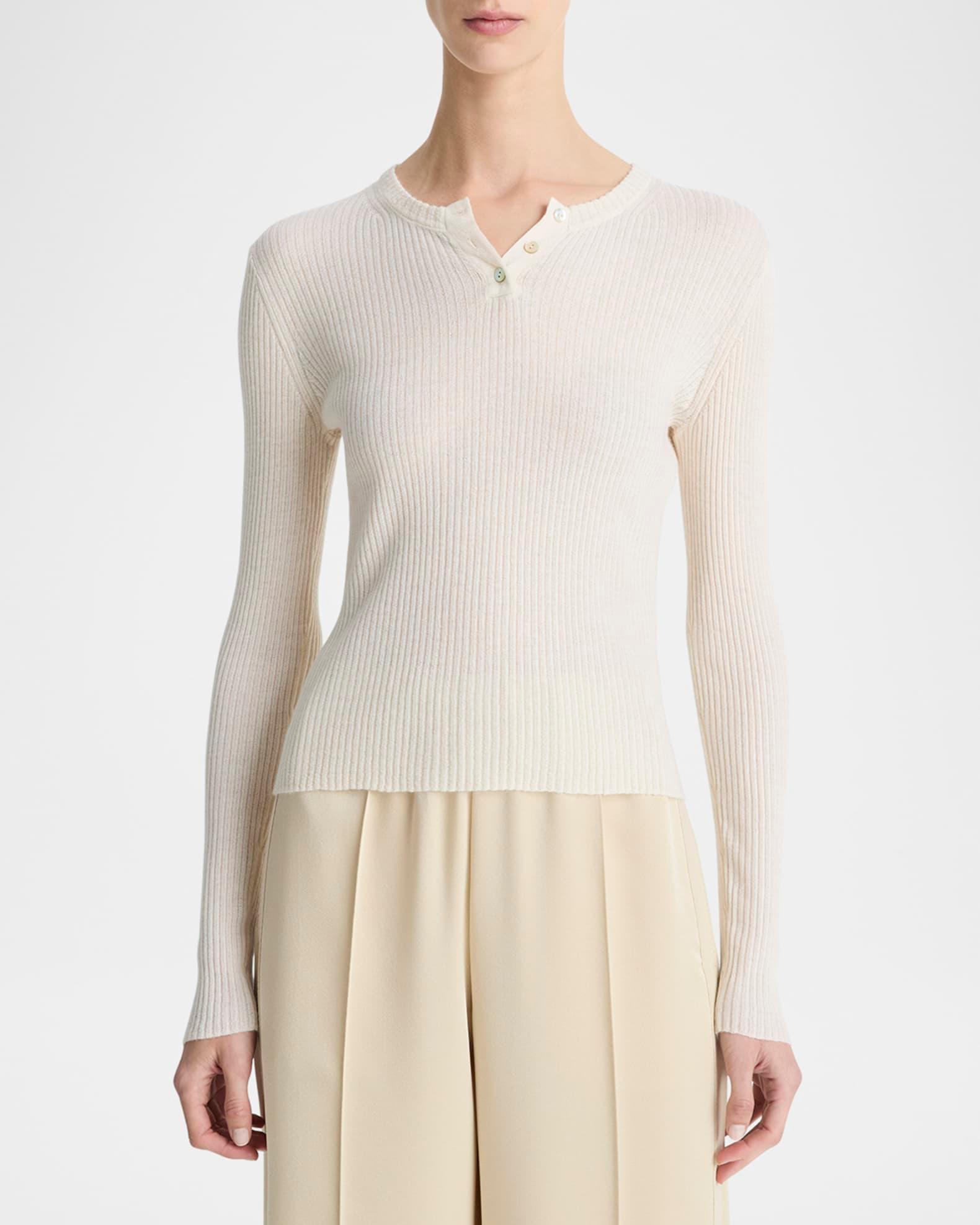 Ribbed Long-Sleeve Henley  Product Image