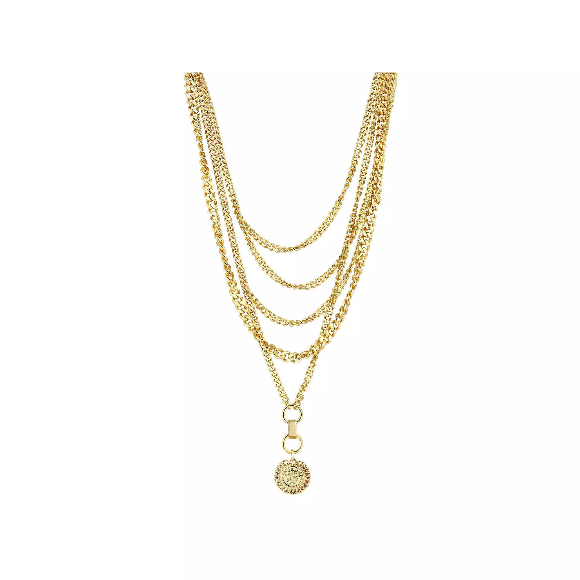 WINX 18k Gold Plated Multi Layer Chain Coin Pendant Necklace, Women's, Size: 18", Gold Tone Product Image