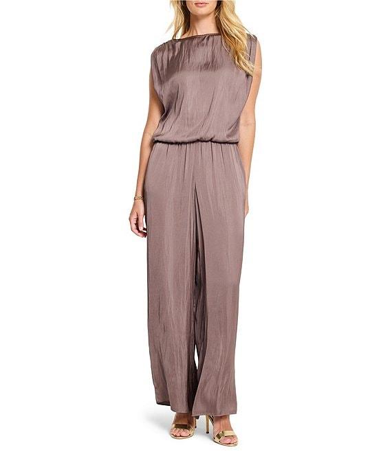 NIC + ZOE Glossy Sheen Boat Neck Ruched Shoulder Coordinating Sleeveless Top Product Image