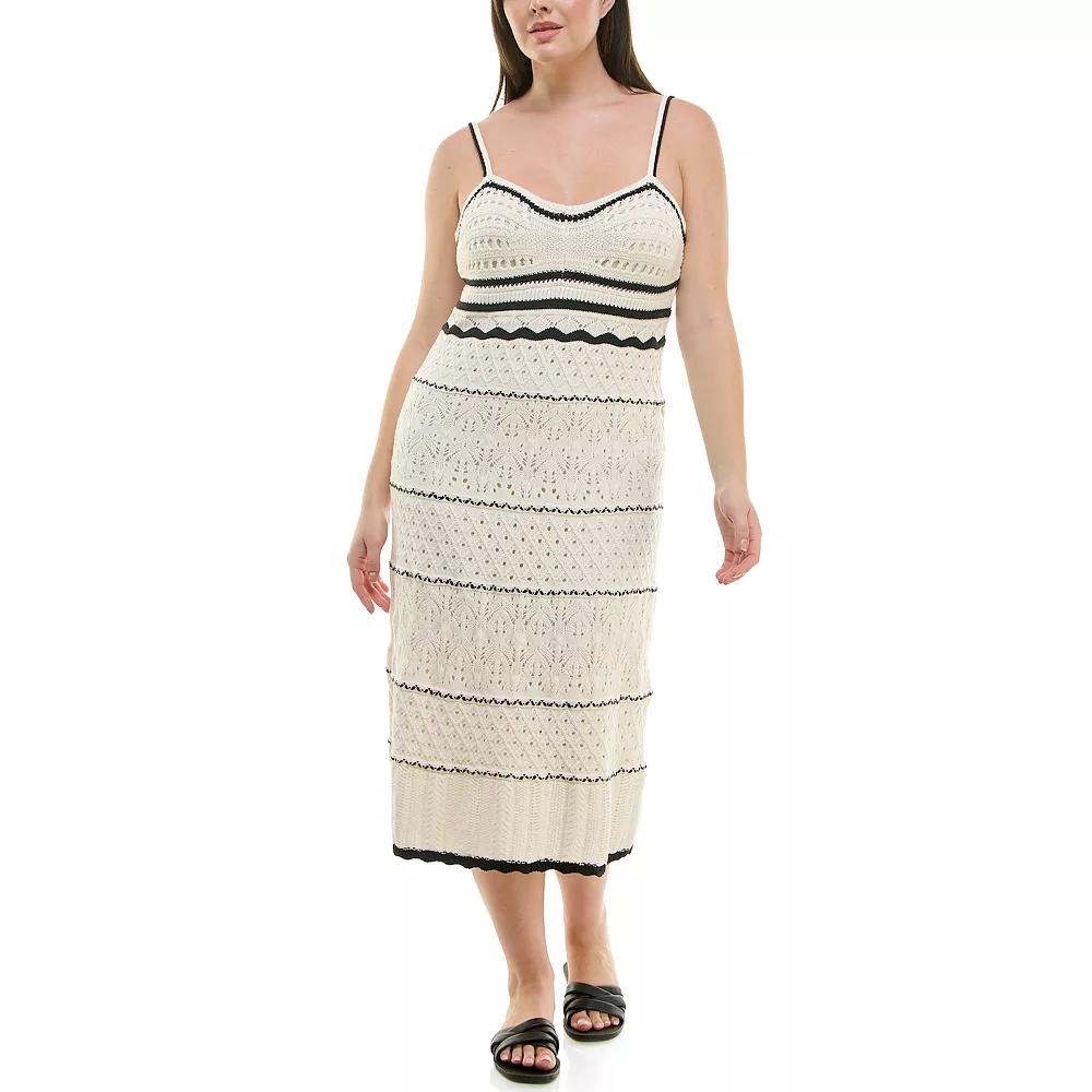 Women's Nicole Miller Crochet Skinny Strap Dress, Size: Large, Ivory Black Product Image