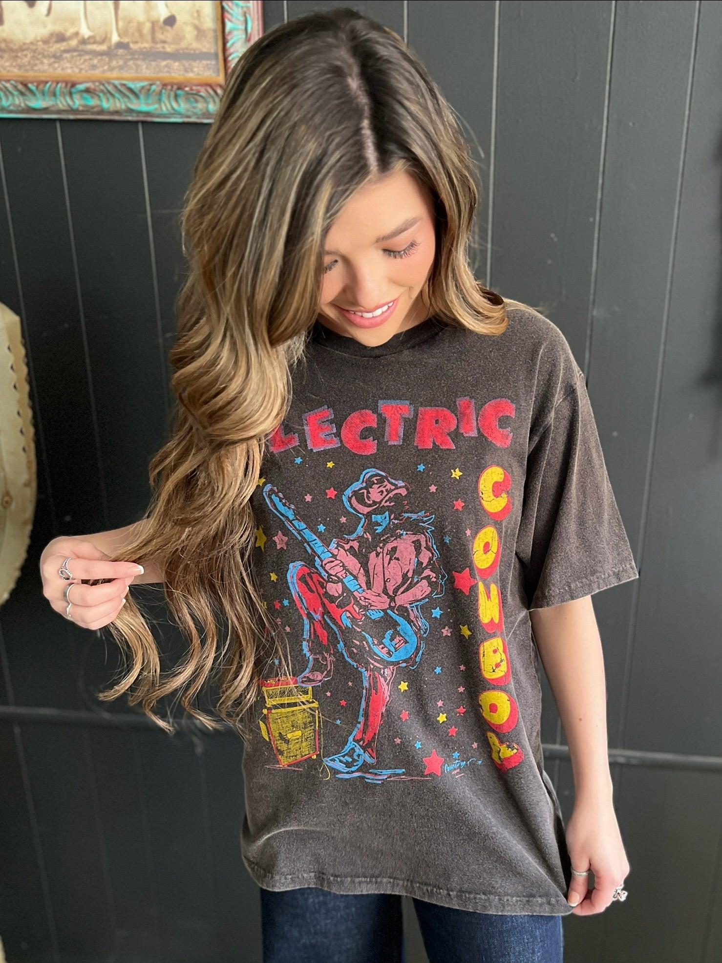 Electric Cowboy Grey Mineral Washed Graphic Tee Product Image