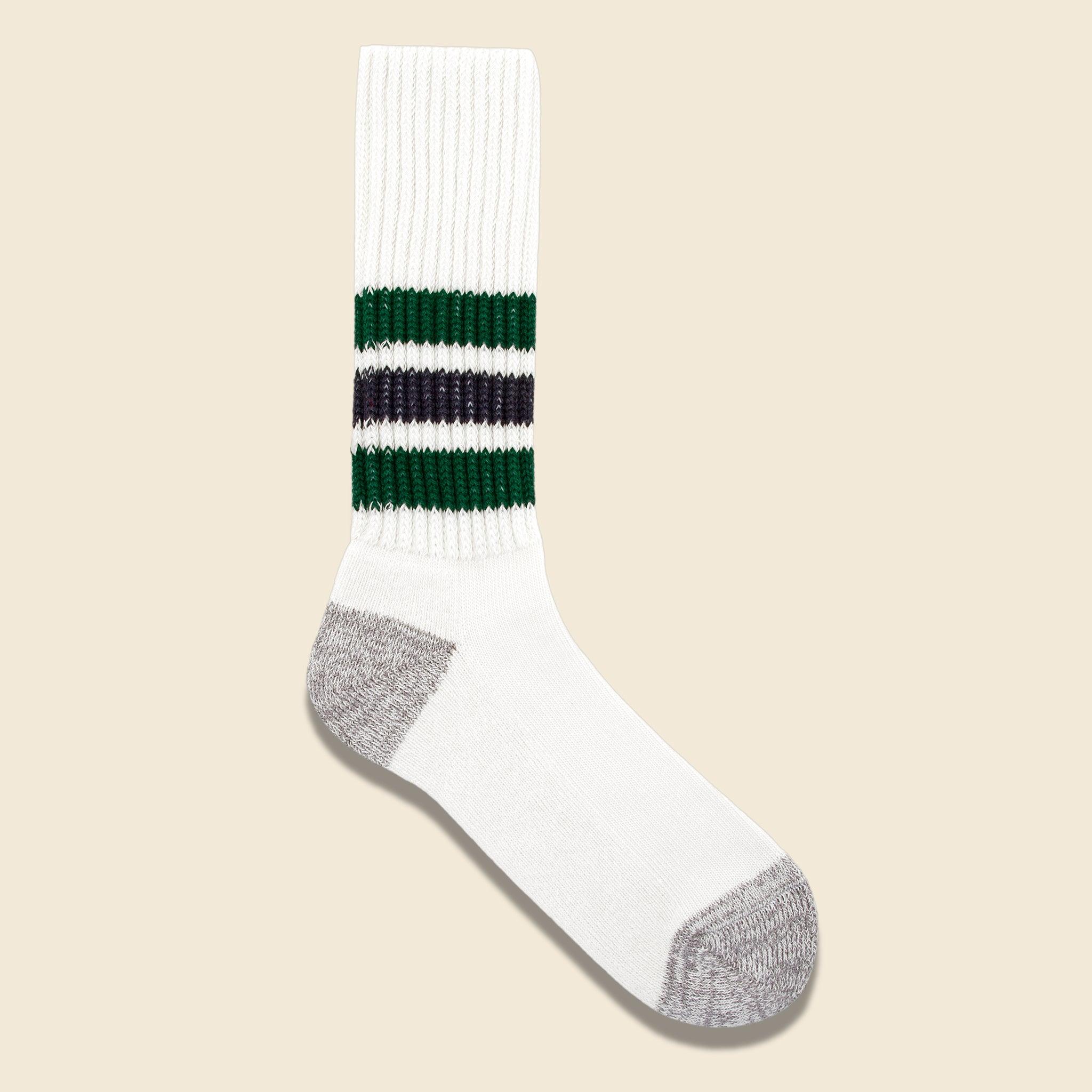 Coarse Ribbed Old School Sock - Green/Charcoal Product Image