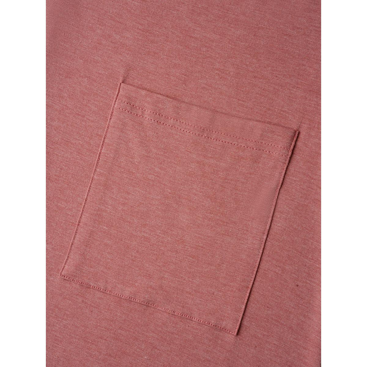 Plus Size Sheer Lace Placket Pockets Midi Dress DustyPink Women Casual Woven ribbon&lace trim Knit Dresses Bloomchic 30/6X Product Image