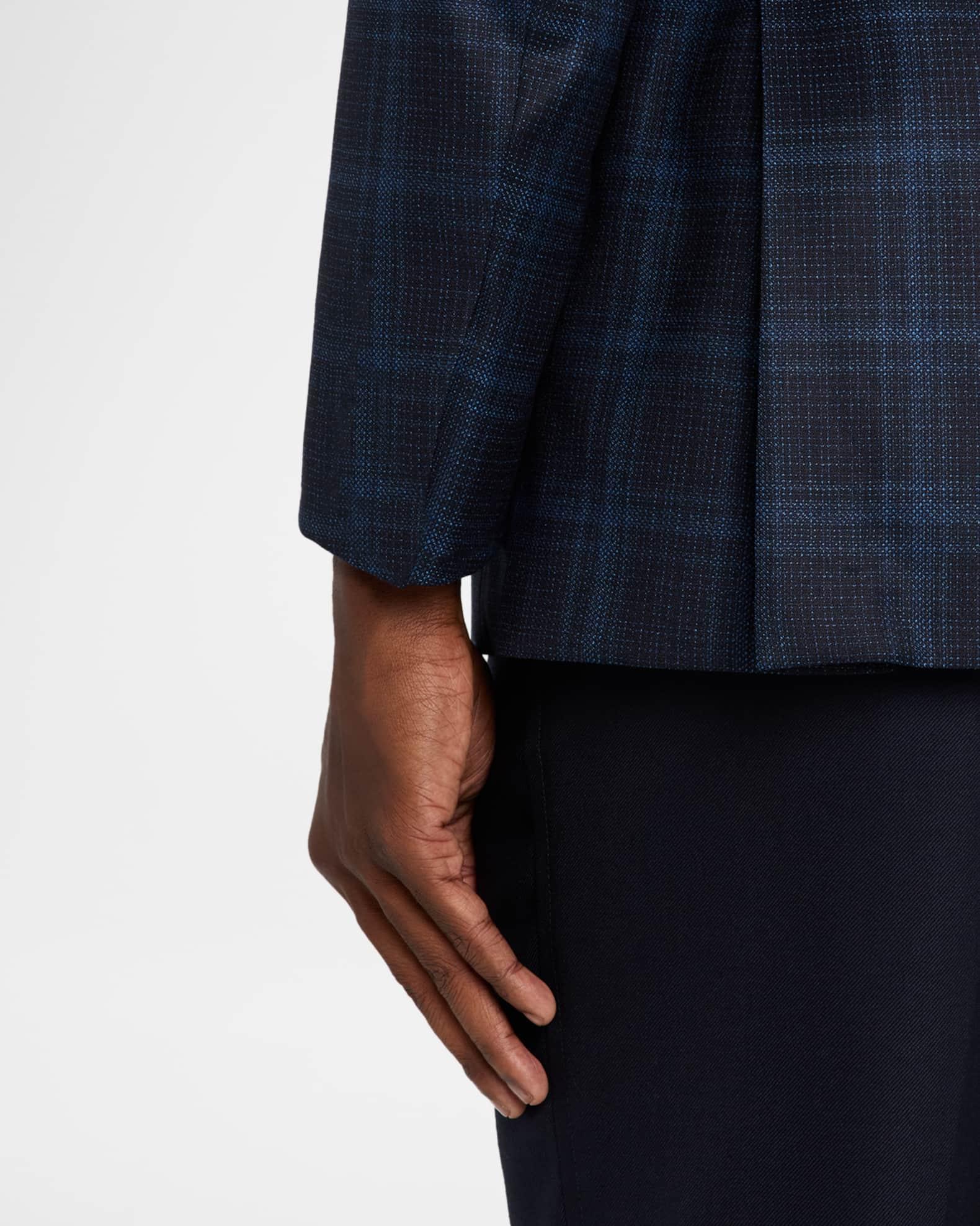 Men's Plaid Single-Breasted Blazer Jacket Product Image