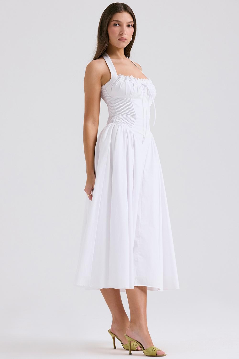 Adabella  white cotton halter sundress Product Image