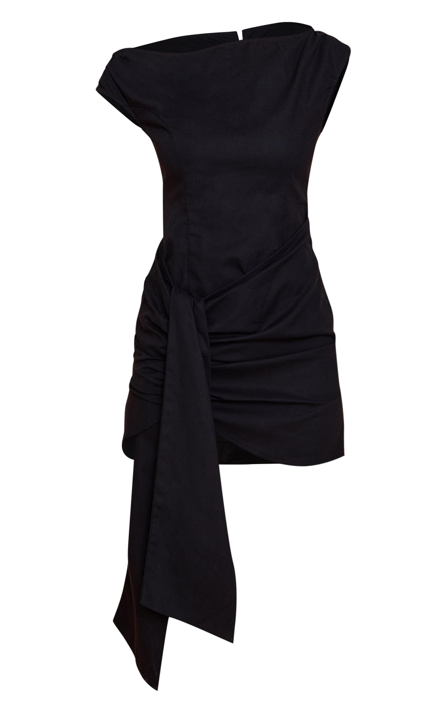 Black Bandeau Wrap Detail Bodycon Dress Product Image