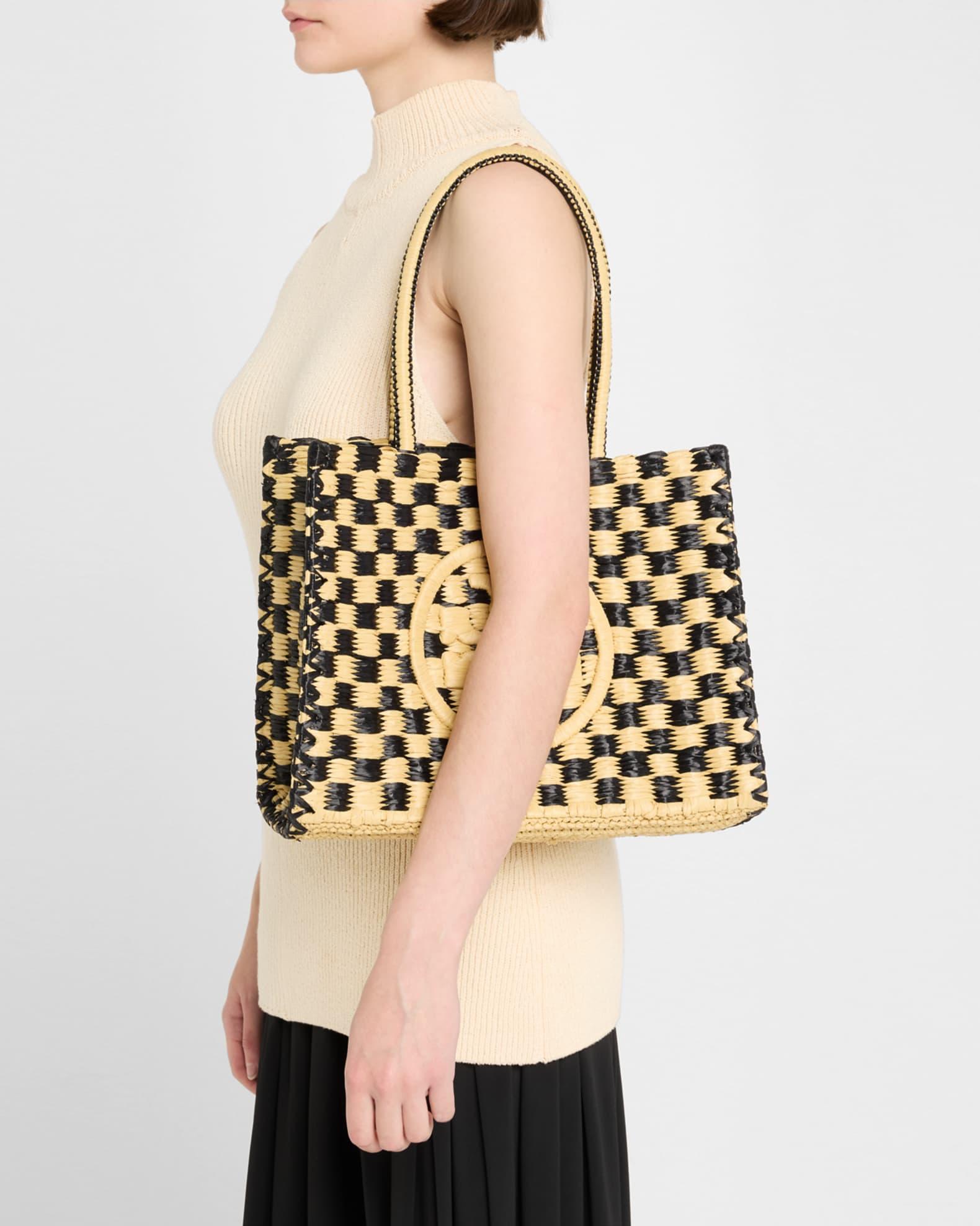 Ella Small Crochet Checkered Tote Bag Product Image