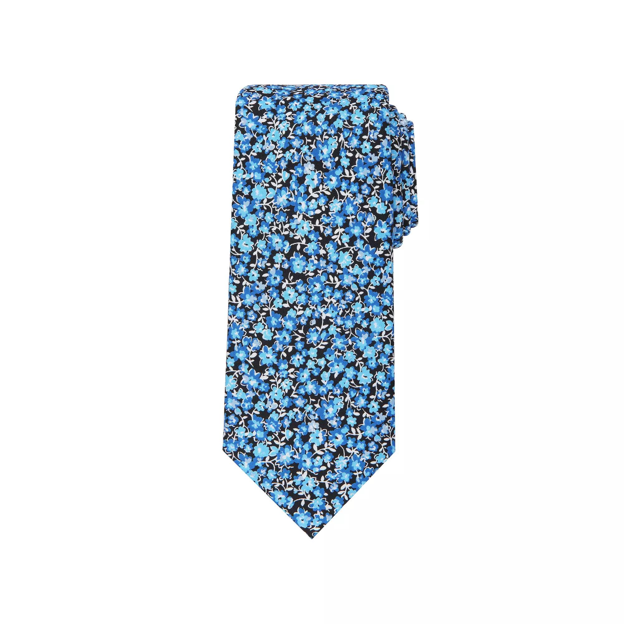 Men's Bespoke Floral Patterned Tie, Black Limata Product Image