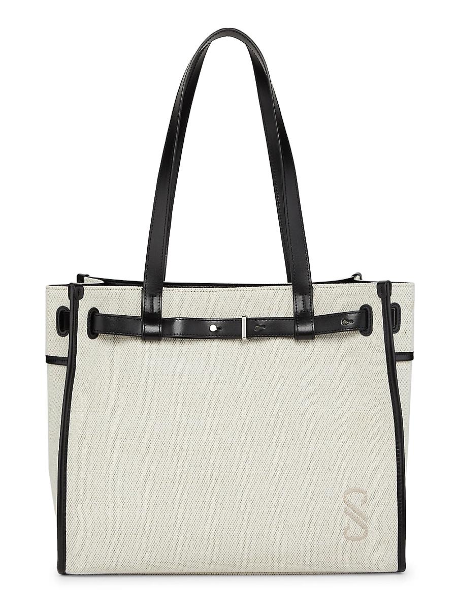 Womens Canvas & Leather Belted Tote Product Image