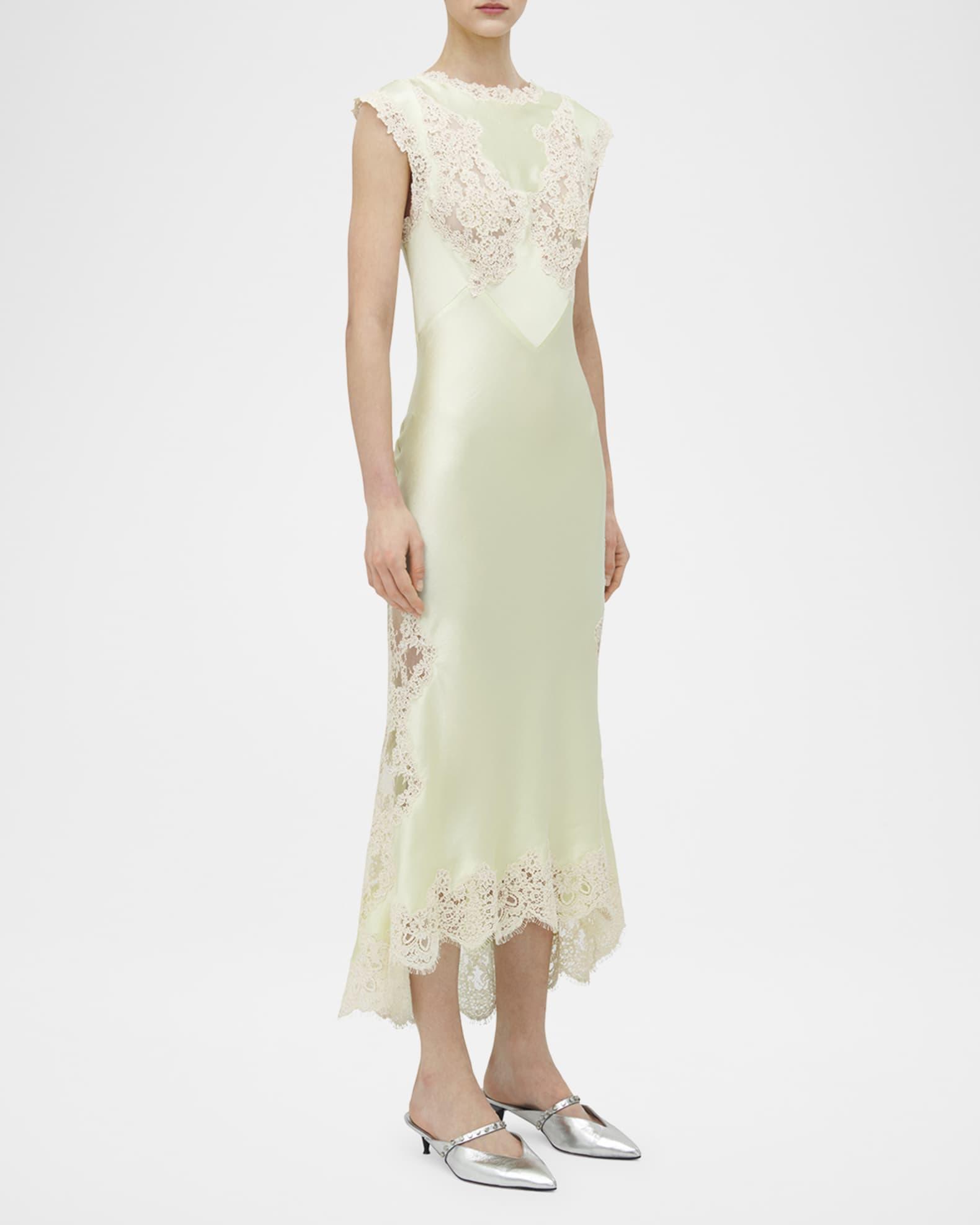 Lace Inset Sleeveless Satin Midi Dress Product Image