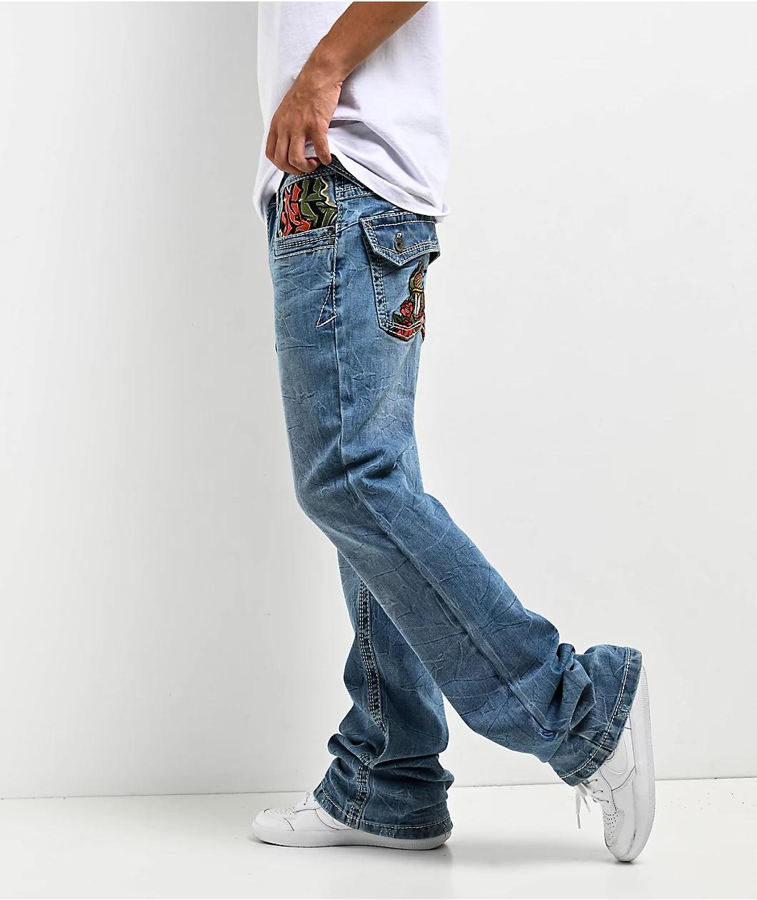 Ninth Hall Eagle Signal Fracture Stacked Flare Jeans Product Image