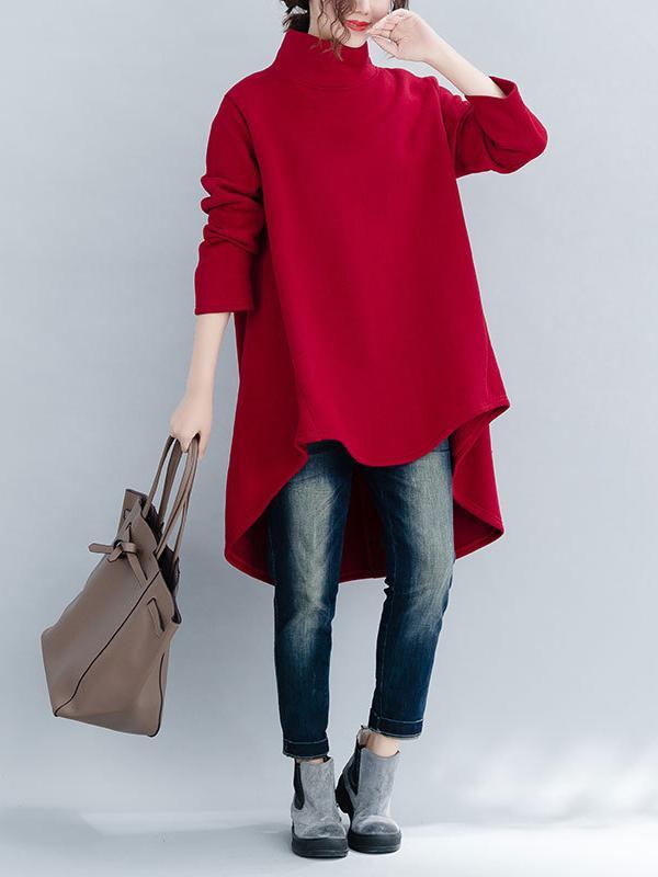 Loose Turtleneck Cropped Sweatshirt Product Image