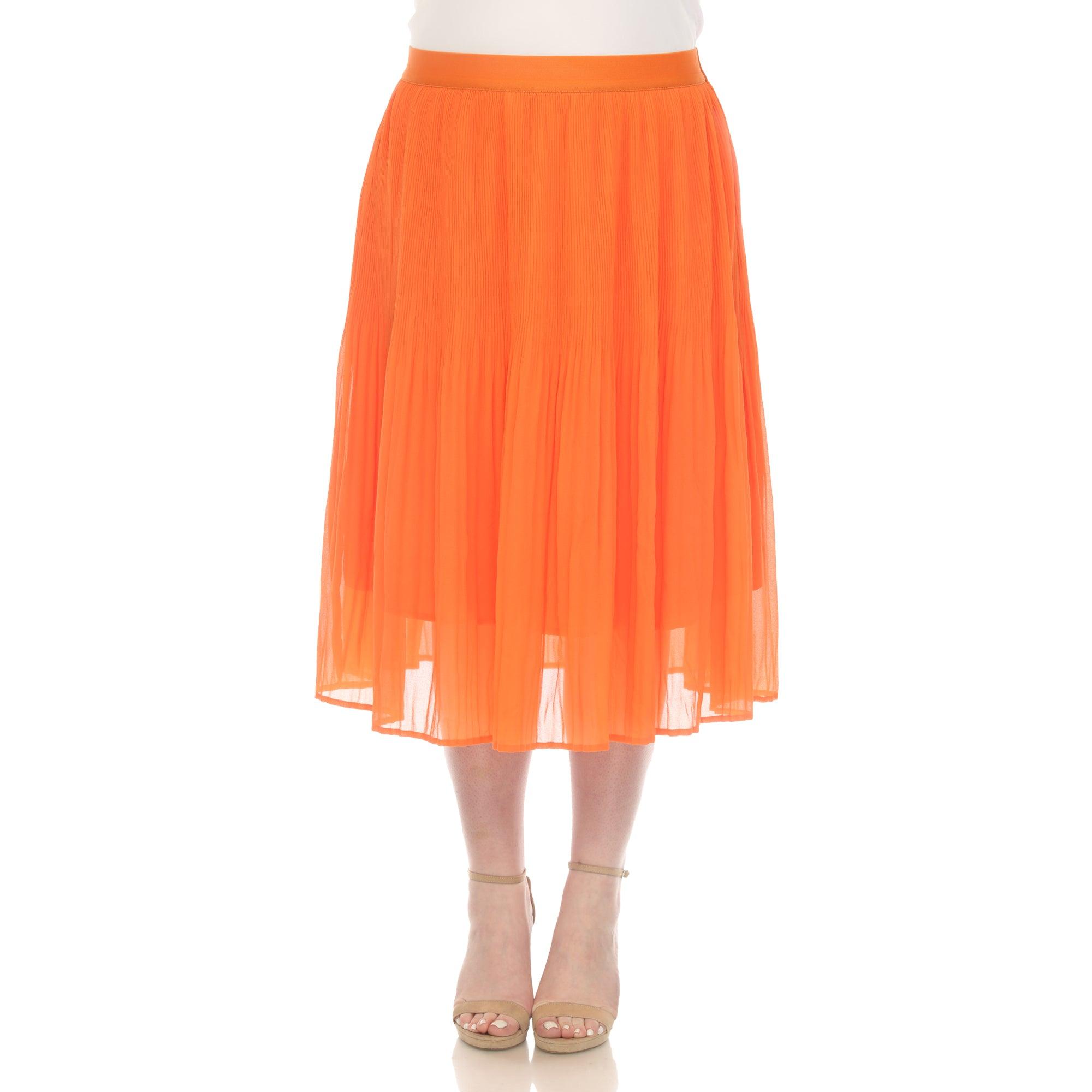 Plus Size Pleated Chiffon Midi Skirt Product Image