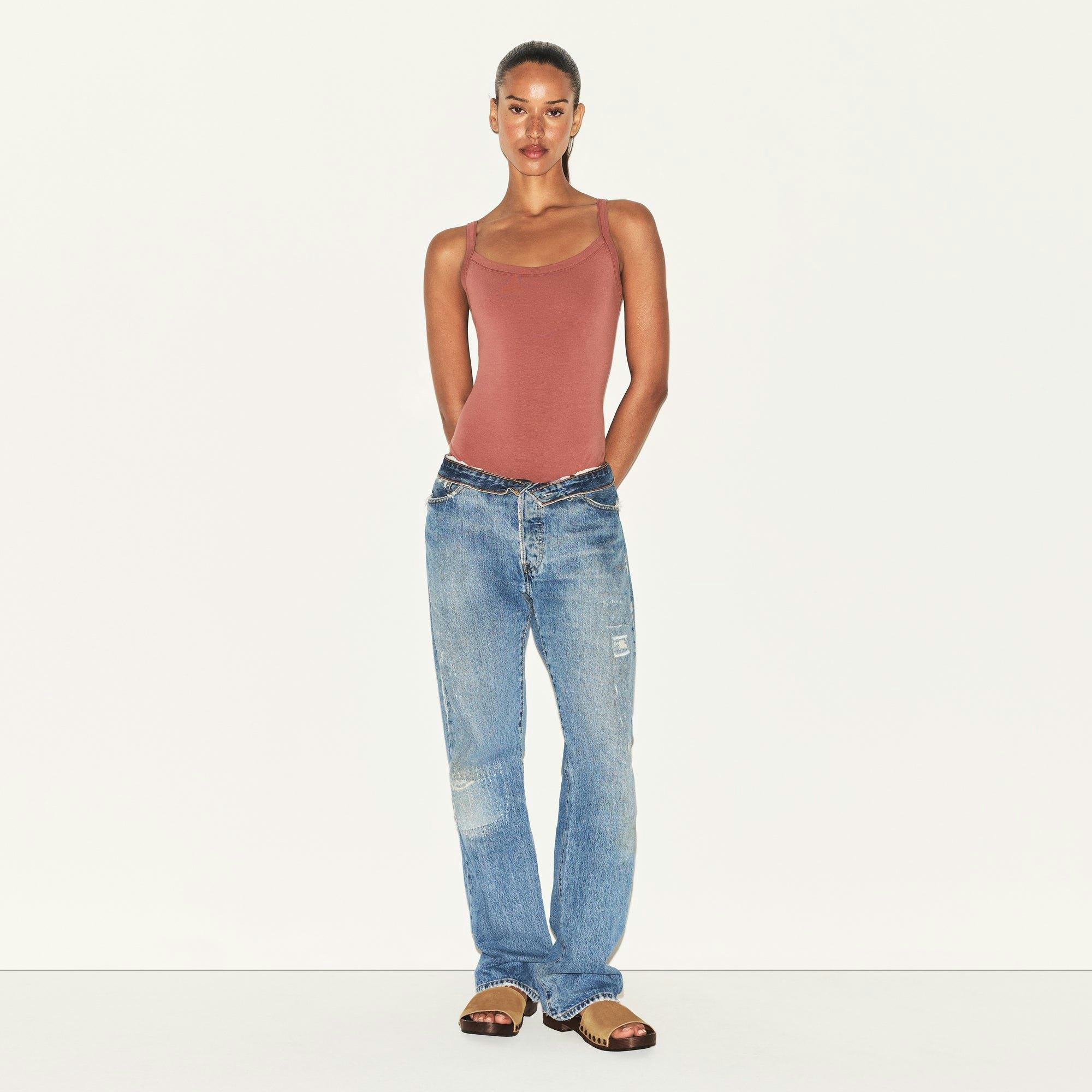 COTTON JERSEY SCOOP NECK BODYSUIT | REDWOOD Product Image