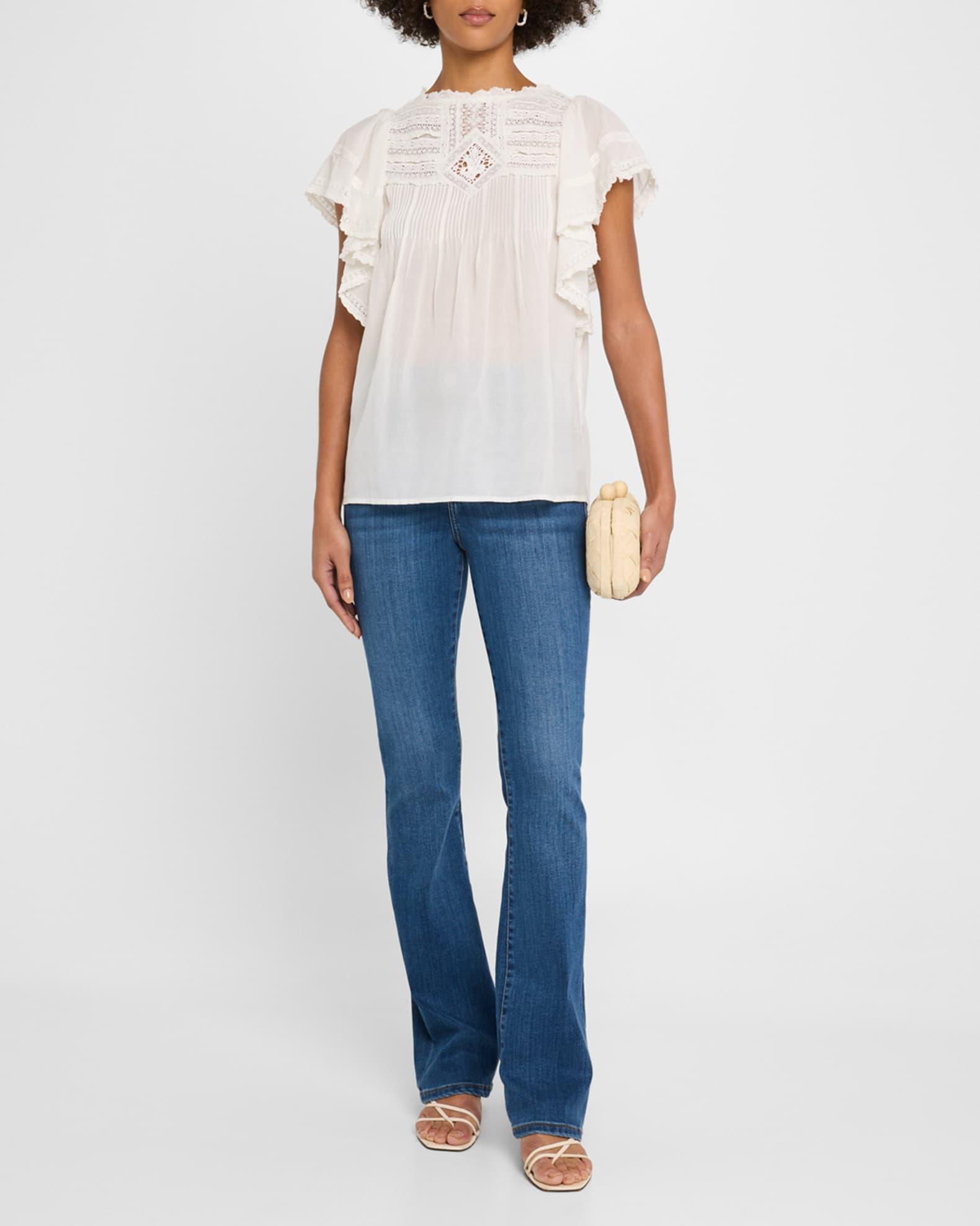 Calisson Lace-Trim Pintuck Blouse Product Image