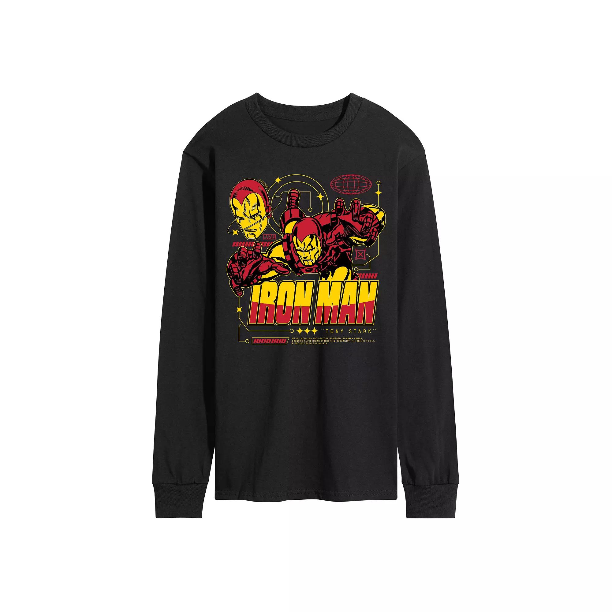 Men's Marvel Iron Man Armor Specs Long Sleeve Graphic Tee,  Product Image