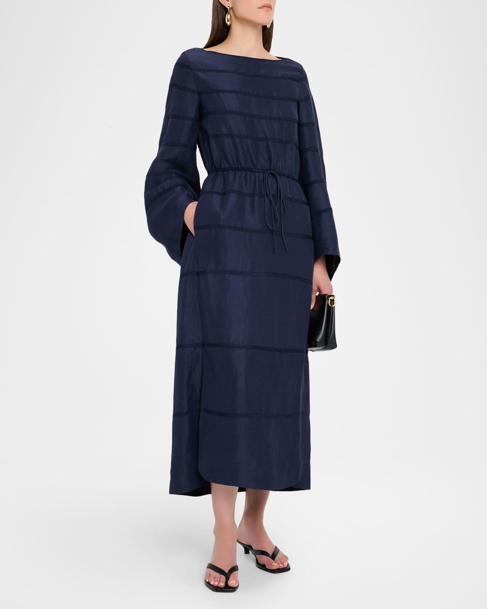 Ribbon Striped Midi Caftan Dress Product Image