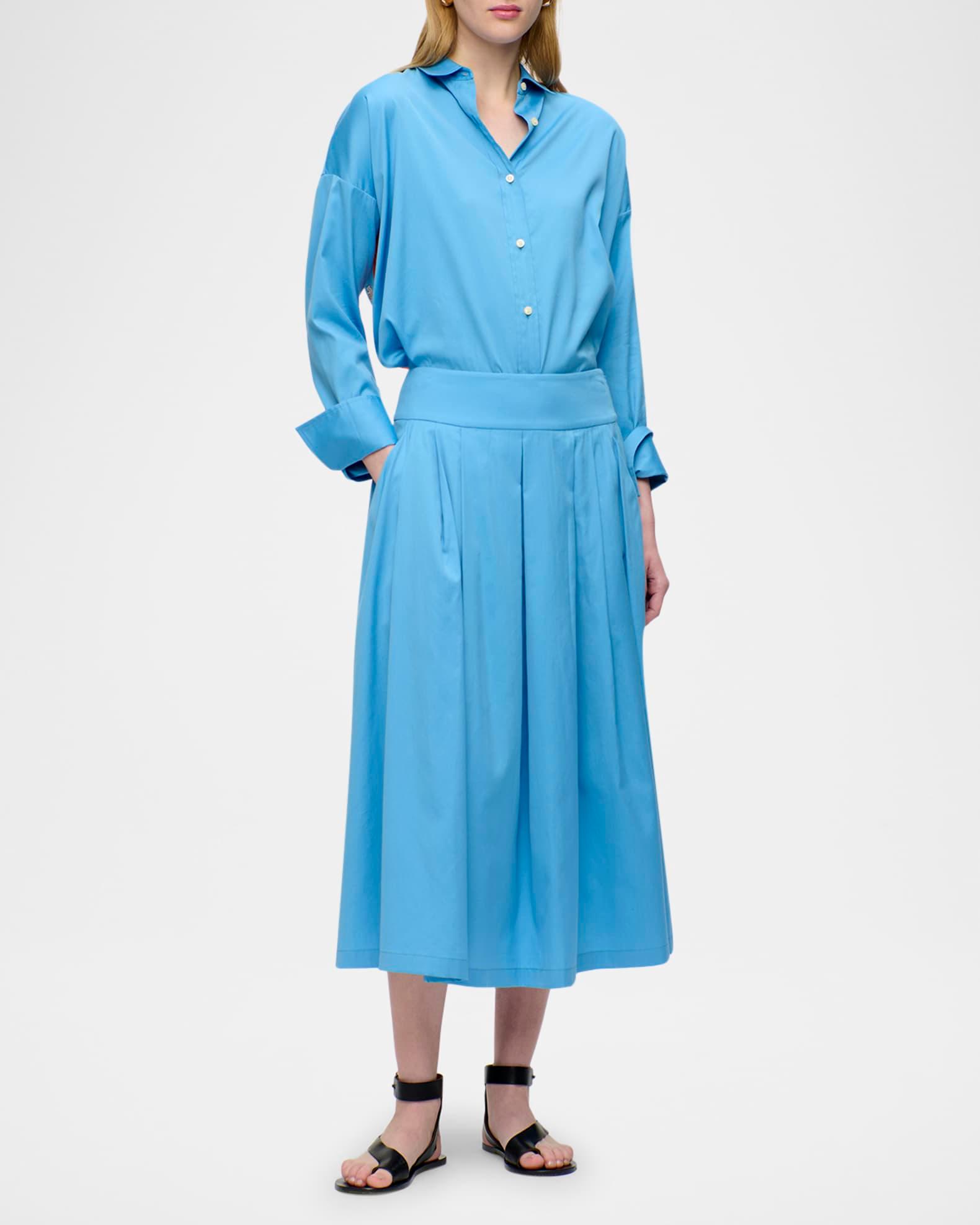 Consuela Pleated Cotton-Silk Midi Skirt Product Image