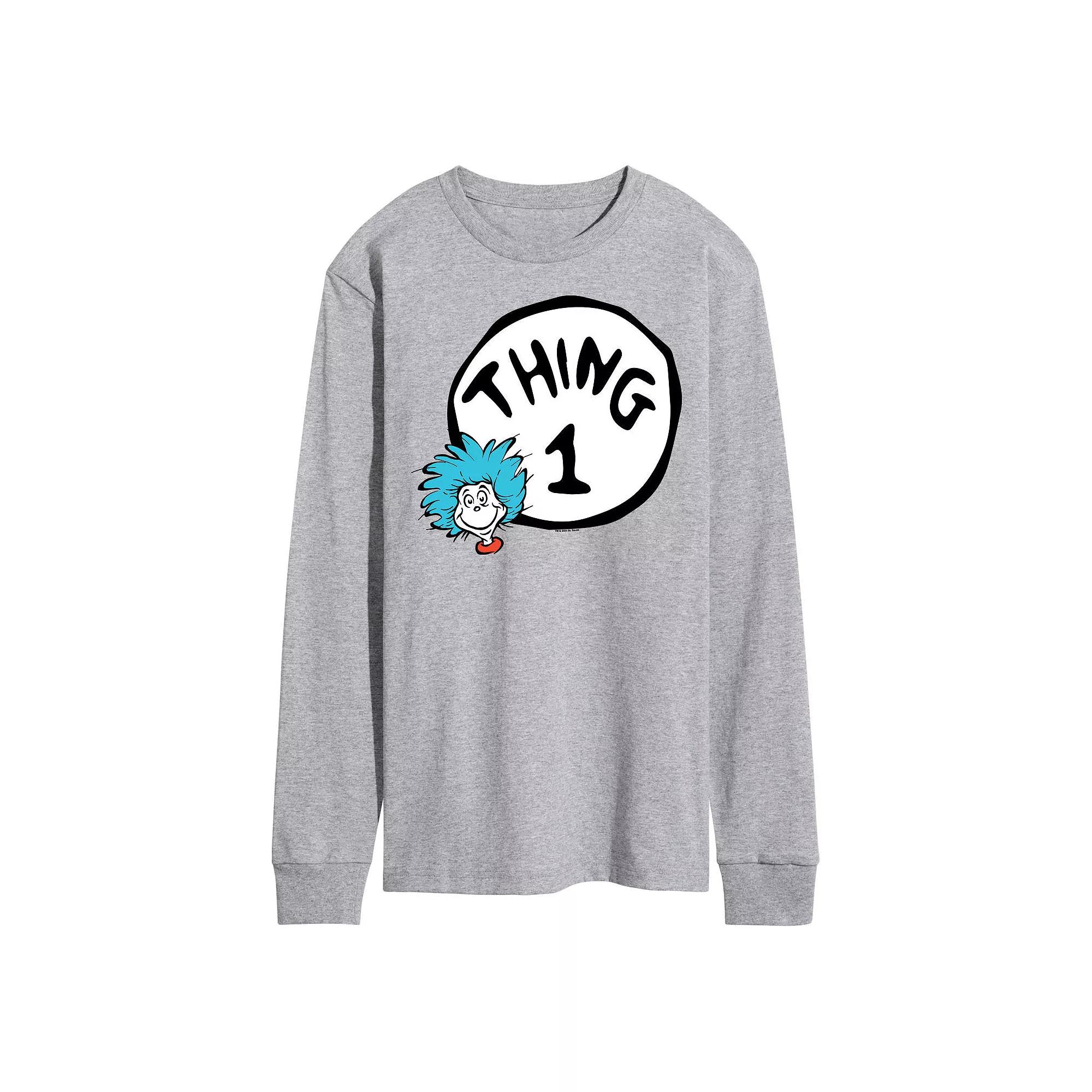 Men's Dr. Seuss Thing One Long Sleeve Graphic Tee, Size: XXL, Gray Product Image