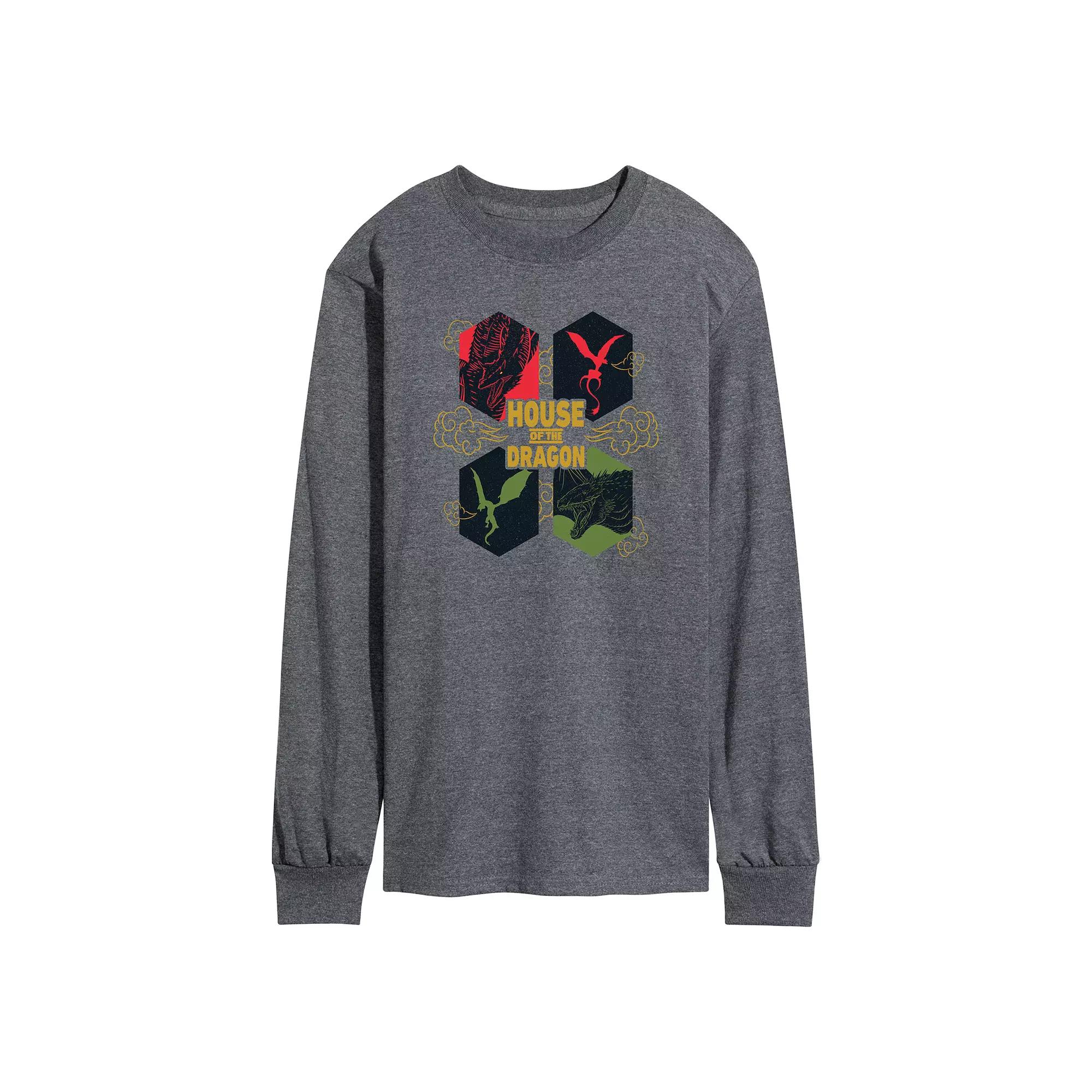 Men's House Of The Dragon Icon Grid Long Sleeve Graphic Tee,  Product Image
