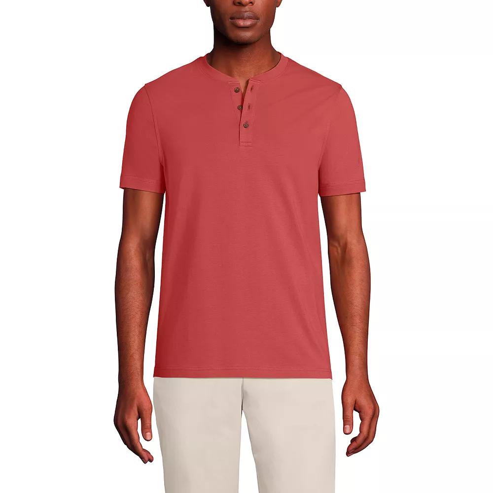 Men's Lands' End Short Sleeve Supima Jersey Henley Top,  Product Image