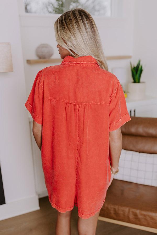 Park Days Ahead Chambray Romper in Red Product Image