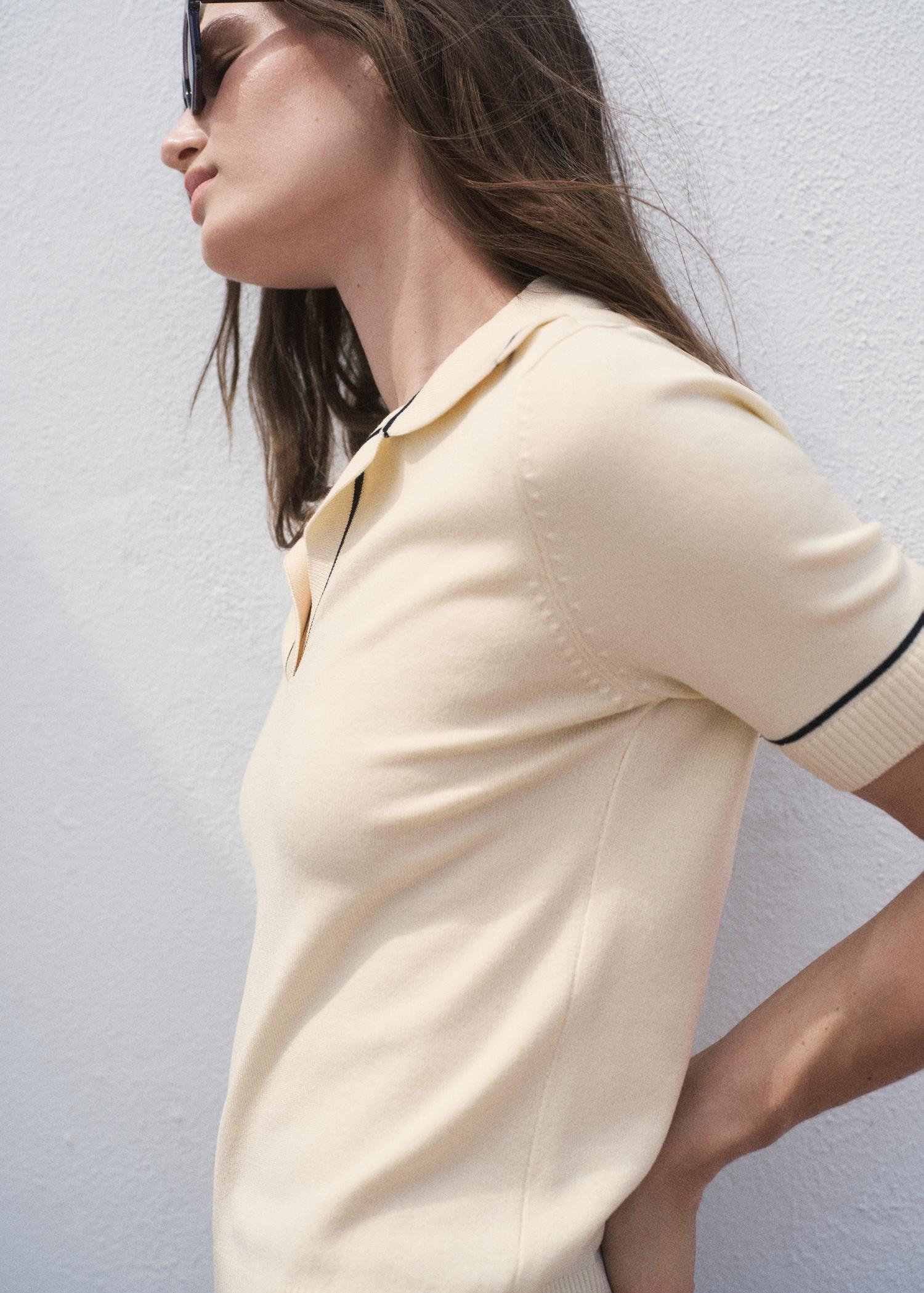 Polo-neck sweater with contrasting trims - Women | MANGO USA Product Image