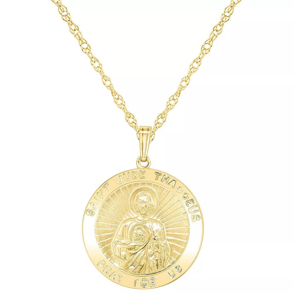 Sterling Silver Saint Jude Pendant, Women's, Size: 18", 14k Gold Plated Product Image