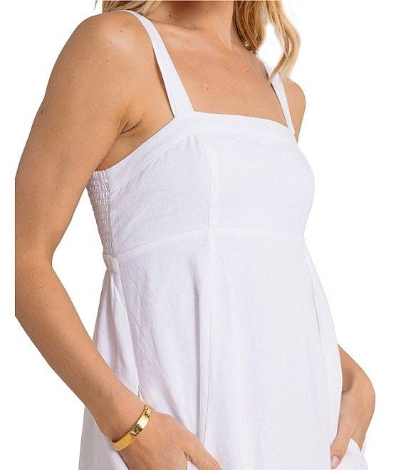 Southern Tide Leighton Square Neck Sleeveless Tie Back Linen Smock Detail Maxi Dress Product Image