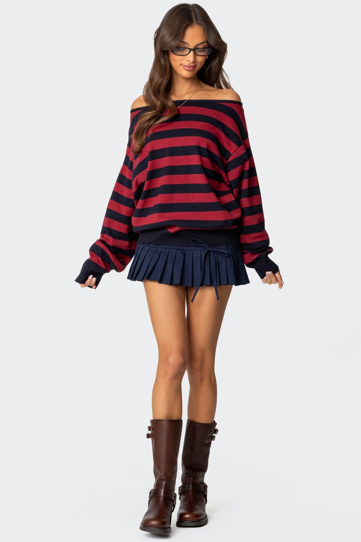 Sterling Striped Off Shoulder Sweater Product Image