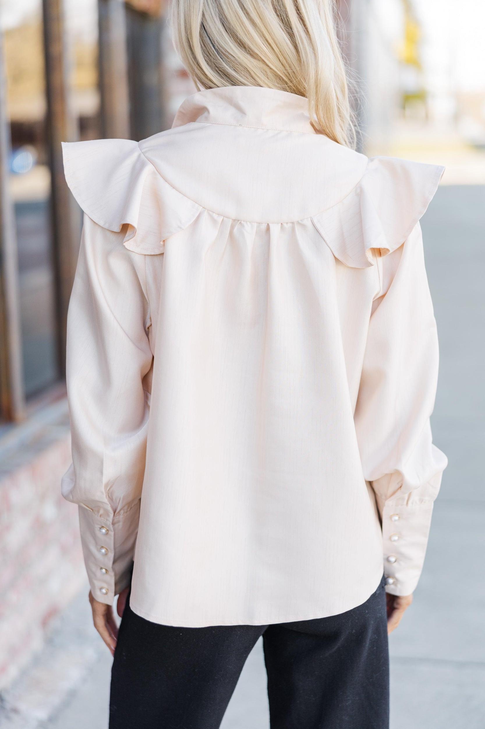 Take A Stand Champagne Ruffled Blouse Female Product Image