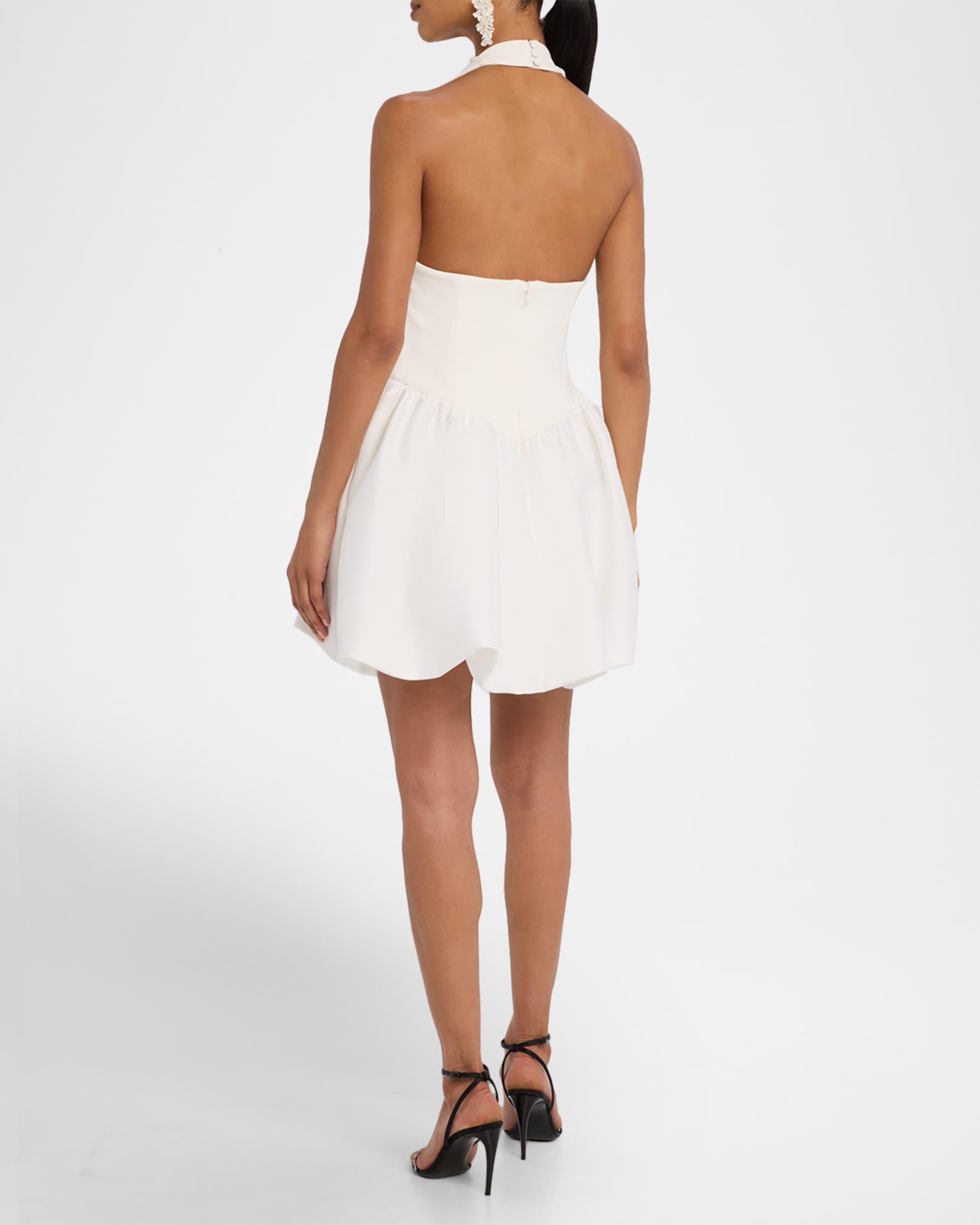 Crepe Bubble-Hem Halter Mini Dress Product Image