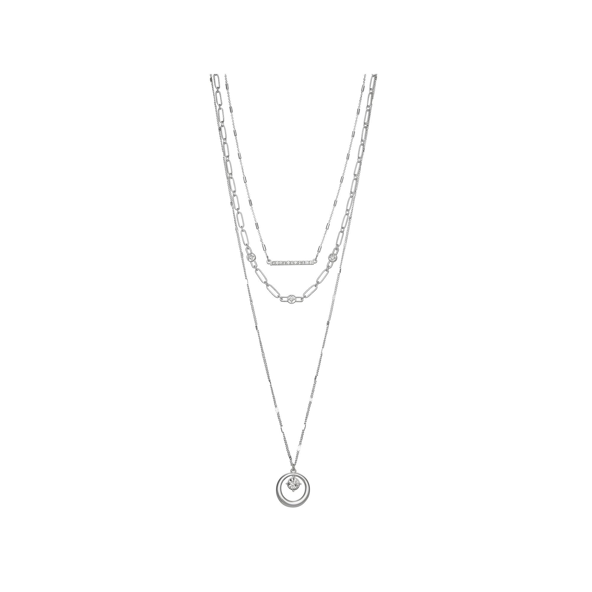 Nine West Silver Tone Multirow Pendant Necklace, Womens Product Image