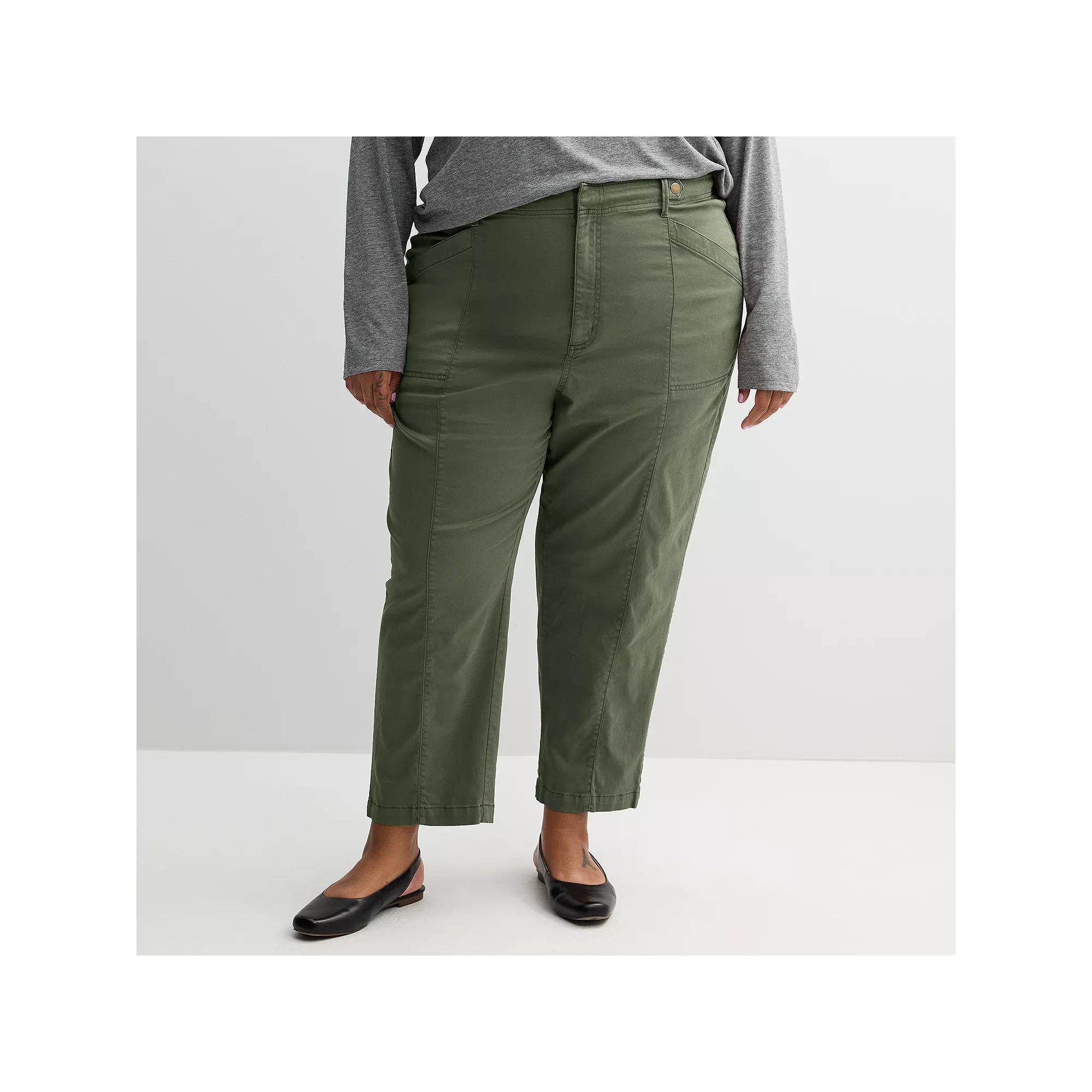 Plus Size Sonoma Goods For Life® Twill Utility Pants, Women's, Size: 4XL, Manolo Green Product Image