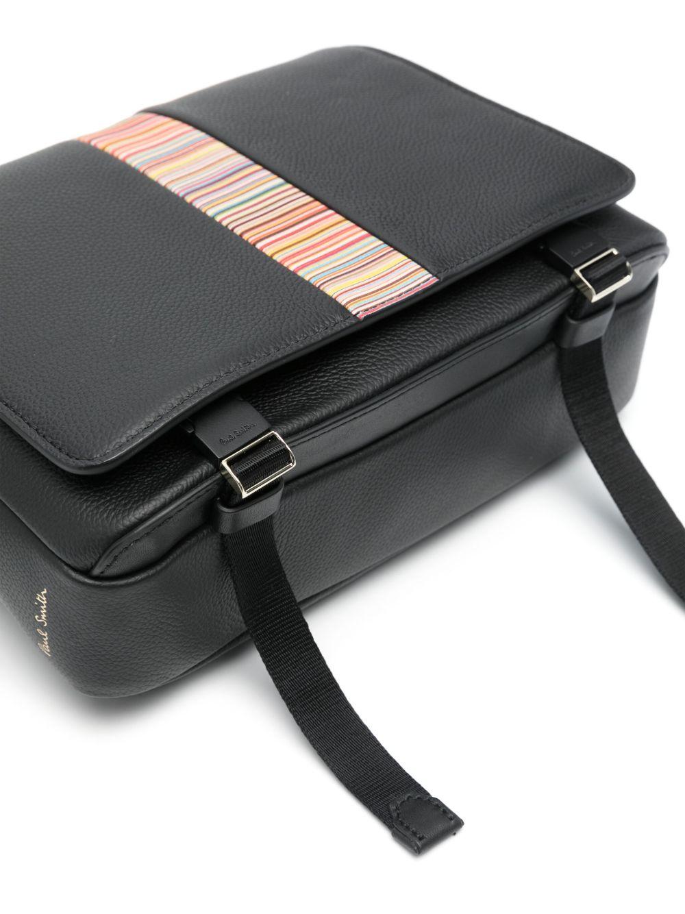 signature stripe-trim leather messenger bag Product Image