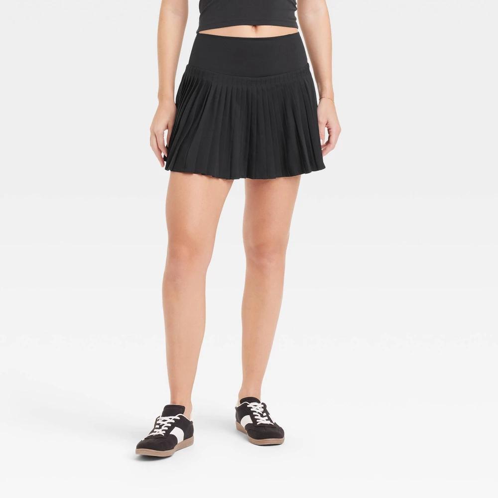 Women's High-Rise Woven Pleated Skort 15.75" - All In Motion™ Black L: Moisture Wicking, Quick Dry, Built-in Shorts, UPF 50+ Product Image