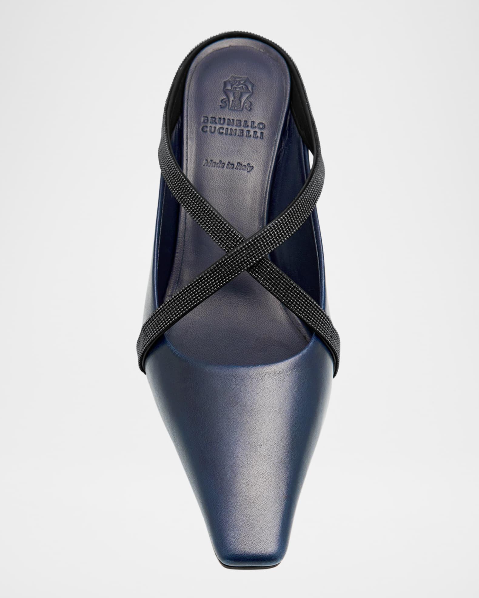 Leather Monili Crisscross Mule Pumps Product Image