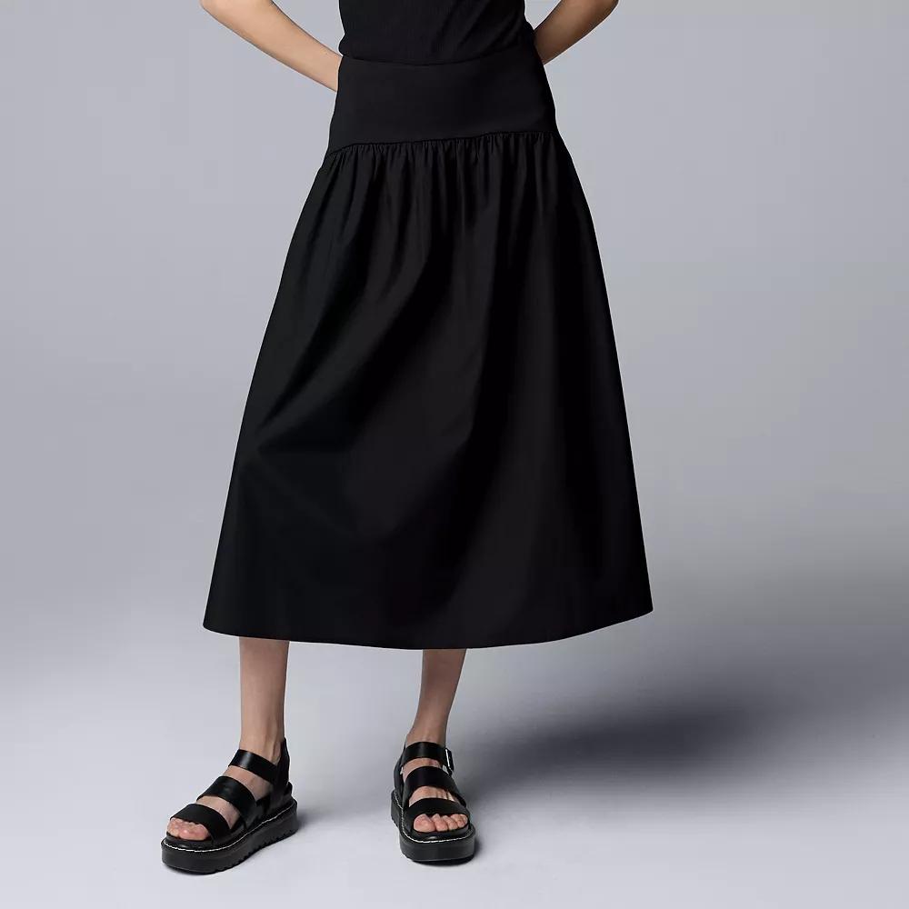 Petite Simply Vera Vera Wang Mixed Media Skirt, Womens Product Image