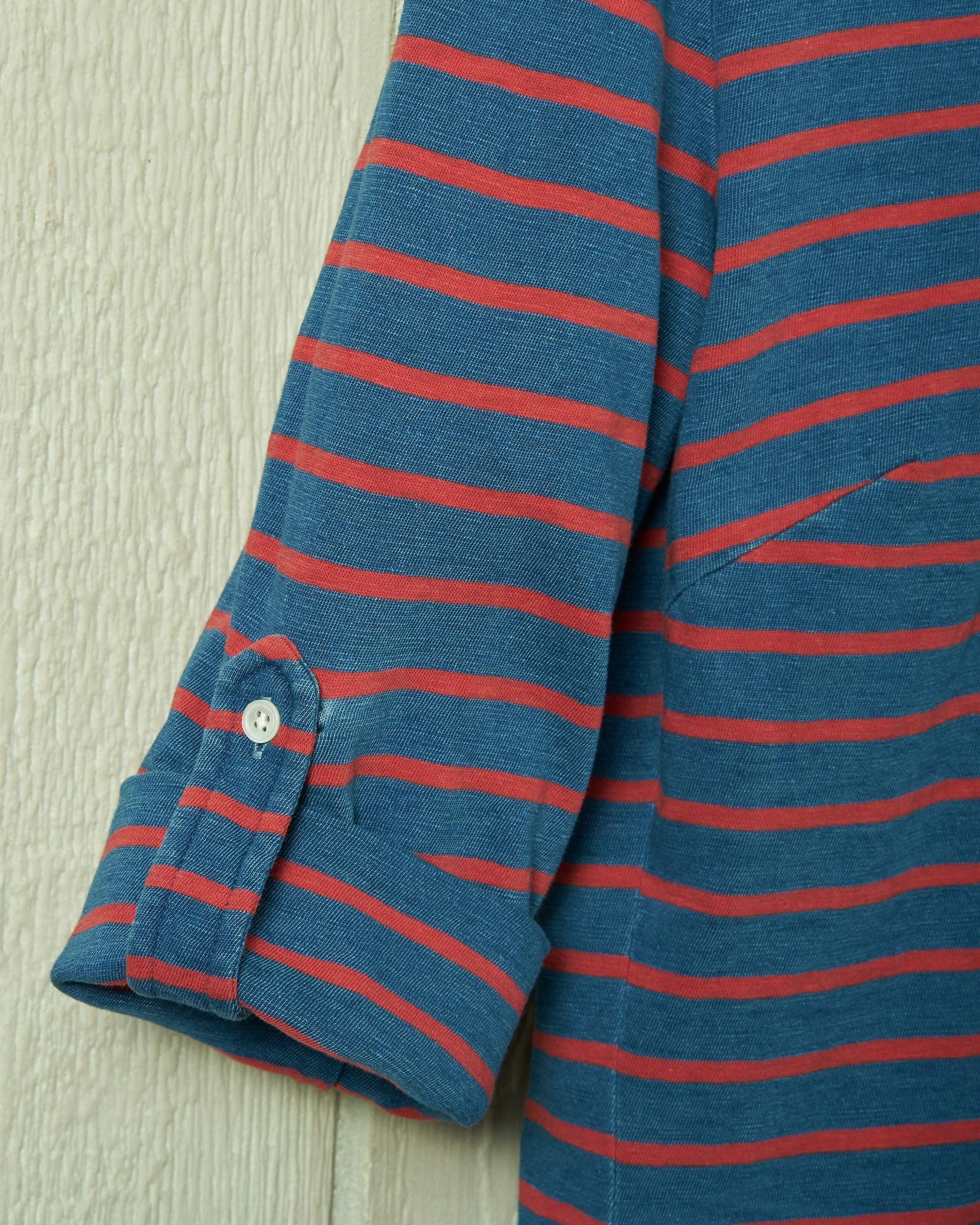 Avalon Indigo Knit Top in 3/4" Red/Navy Stripe Product Image