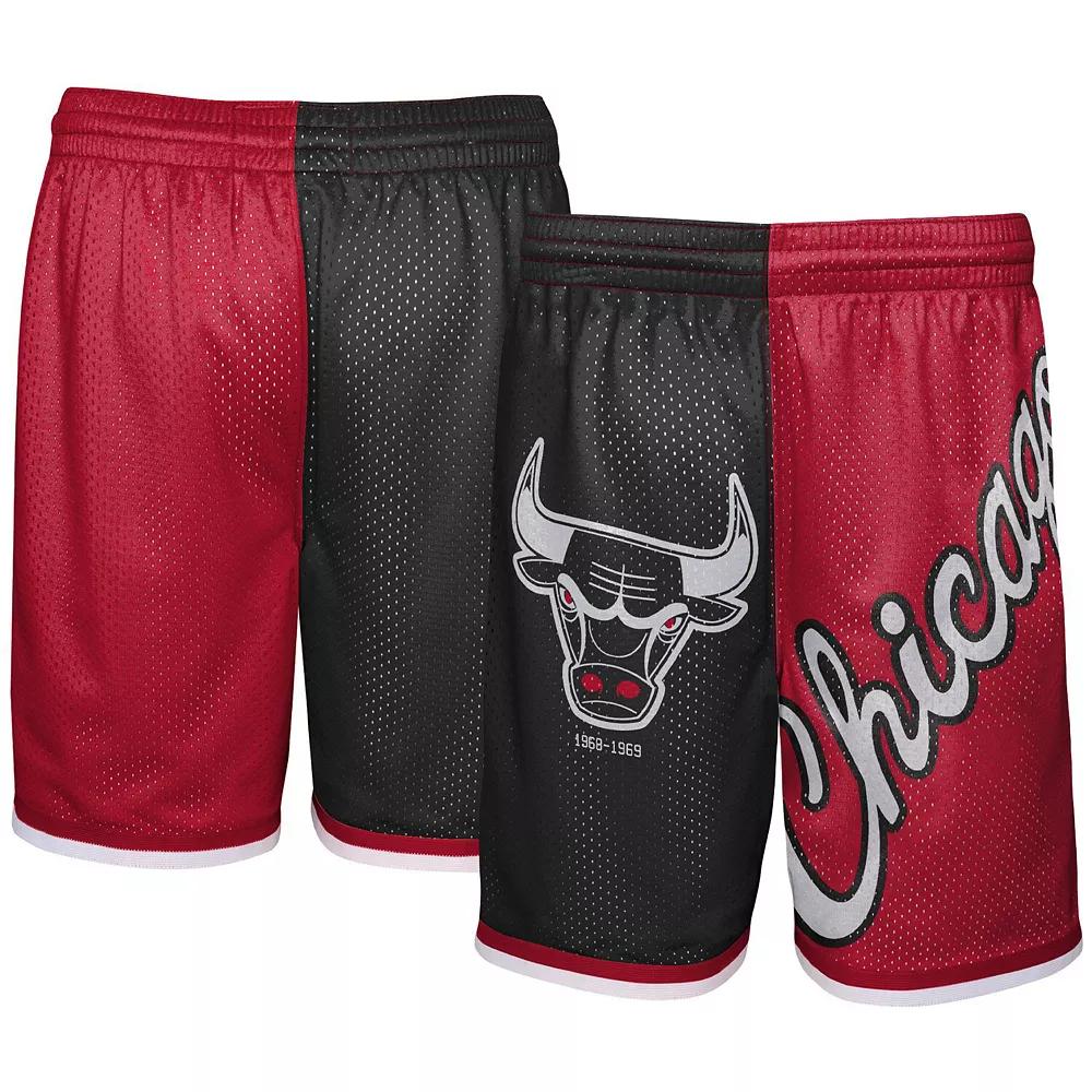 Youth Mitchell & Ness Black/Red Chicago Bulls Hardwood Classics Big Face 5.0 Shorts, Men's, Size: YTH Large Product Image
