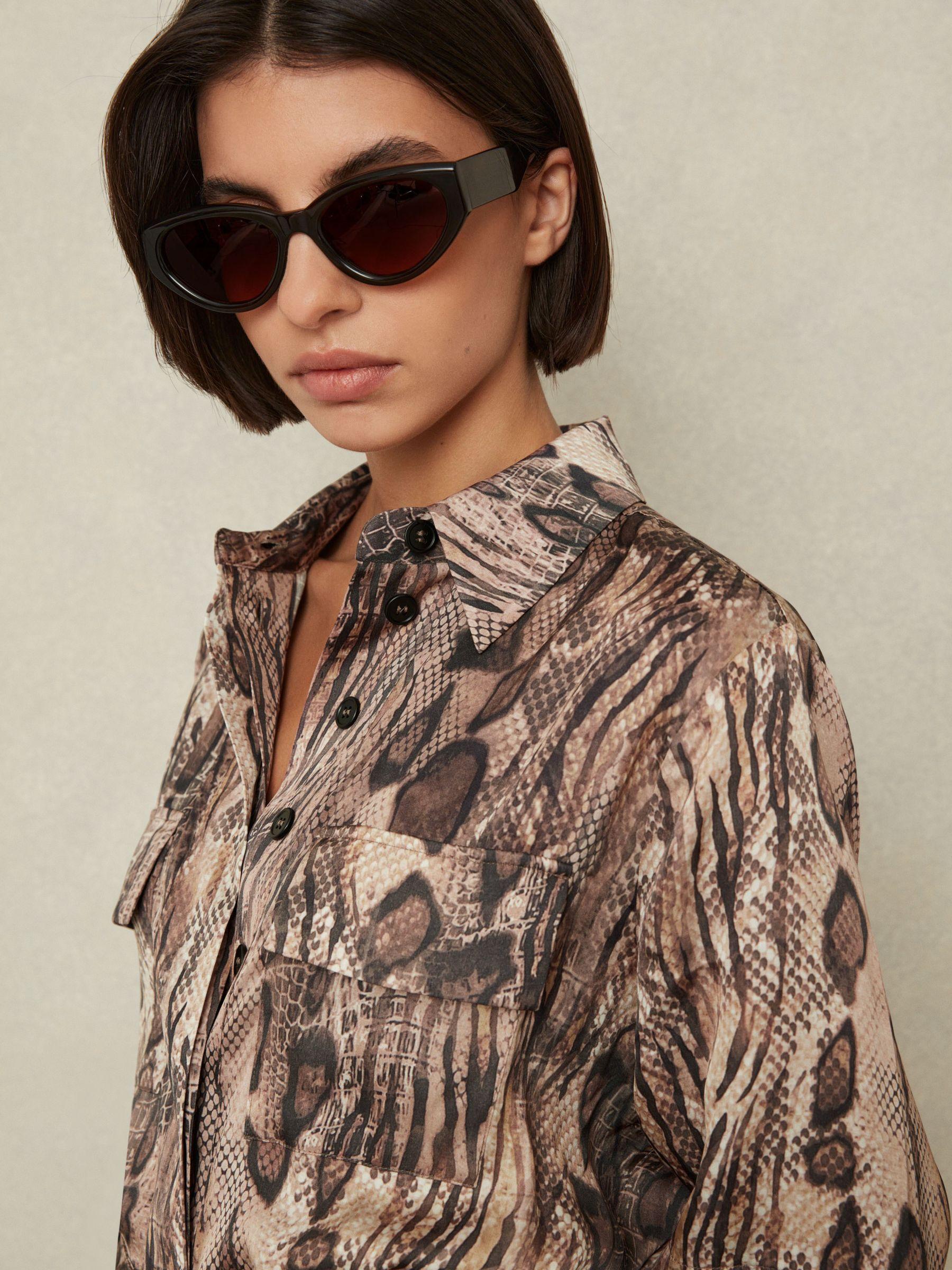 Snake Print Belted Midi Dress in Neutral Product Image