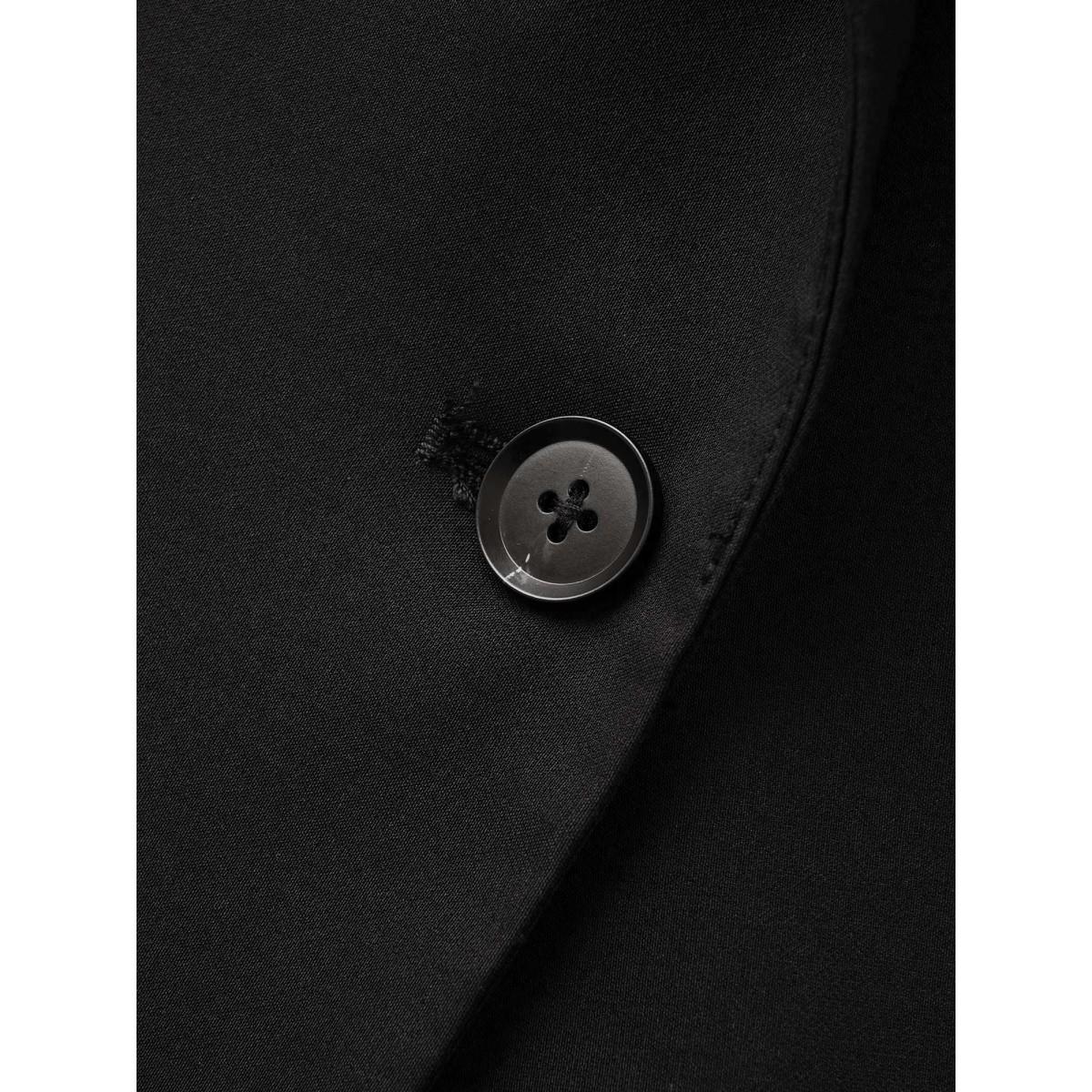 Plus Size Stretch Woven Pocket Slim-Fit Blazer Black Women Office Button Sleeve Extra Long Sleeve Suit Collar 26/4X Open pocket with flap Office Blazers BloomChic Product Image